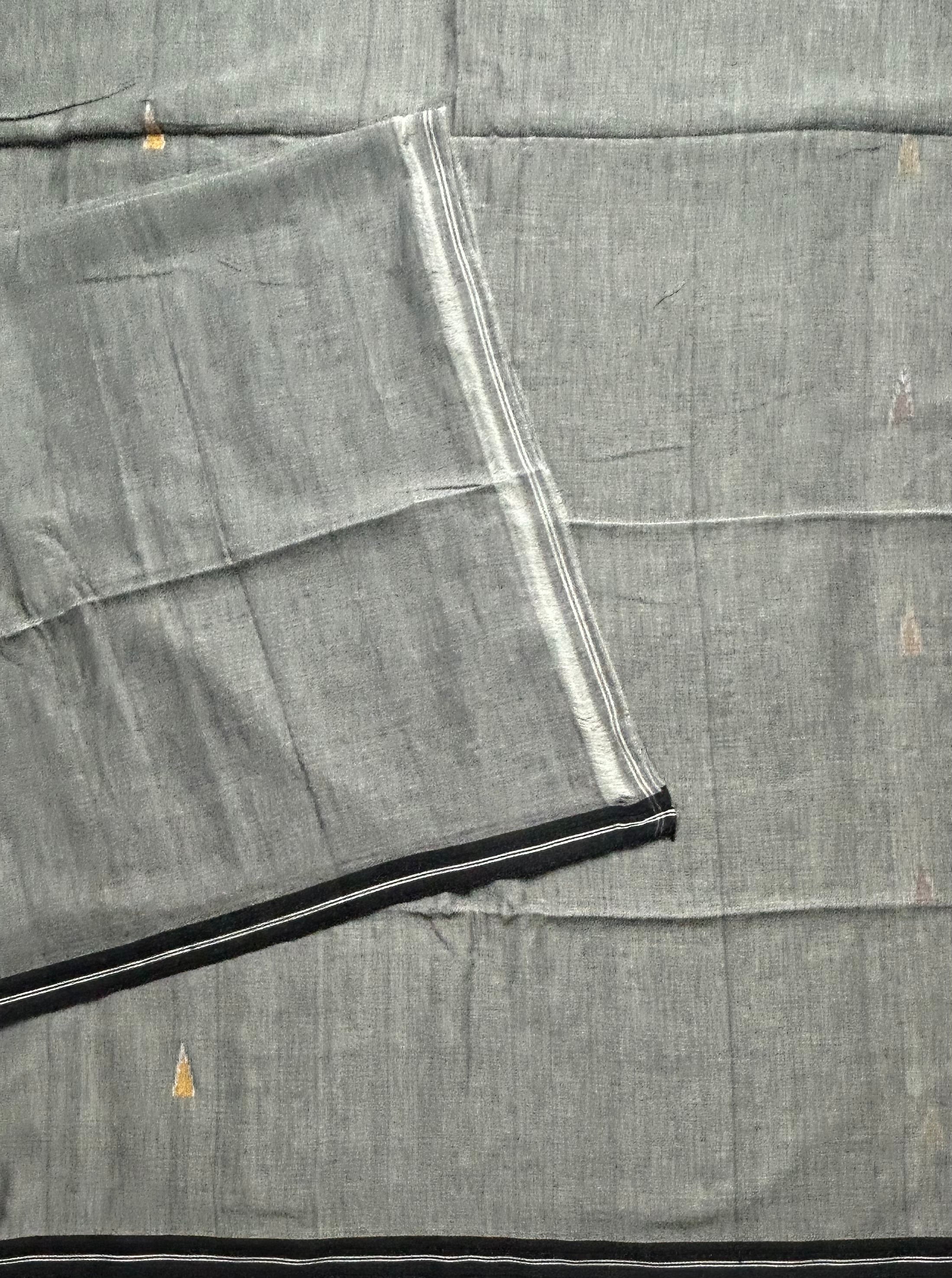 Grey pure cotton 103 jamdani saree