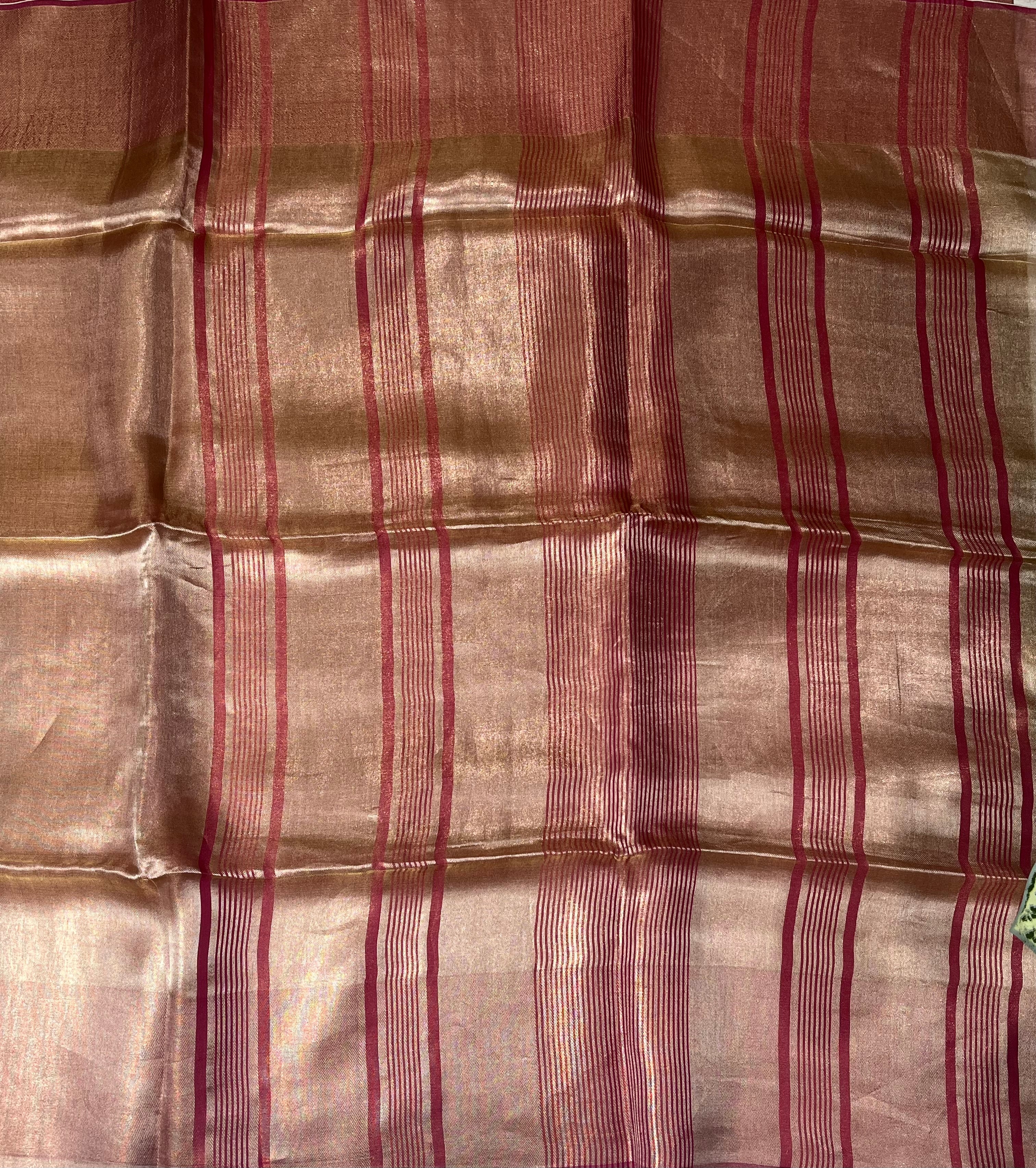 Pink pure linen tissue silk-09 saree