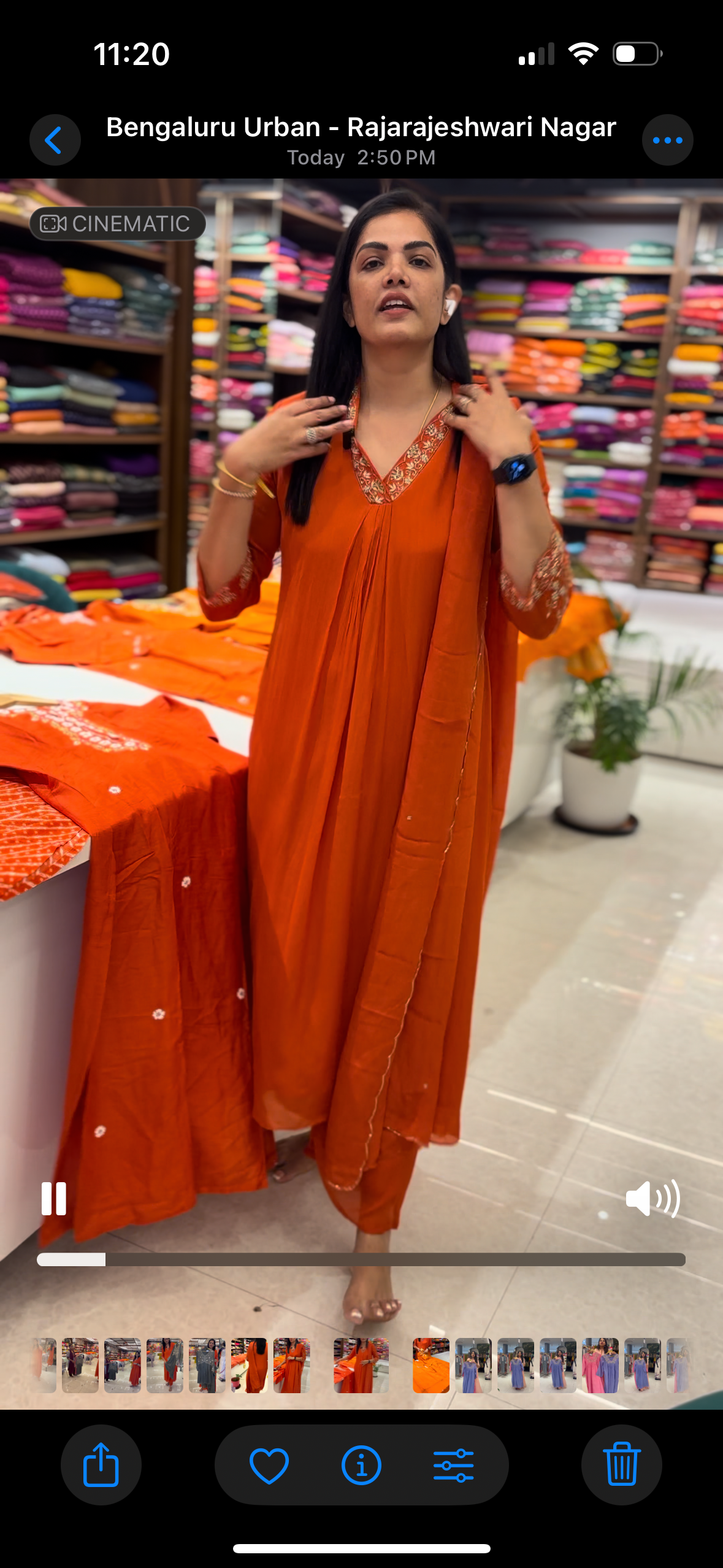 "Piya" Orange Chinnon Handwork Airline Kurtha 345