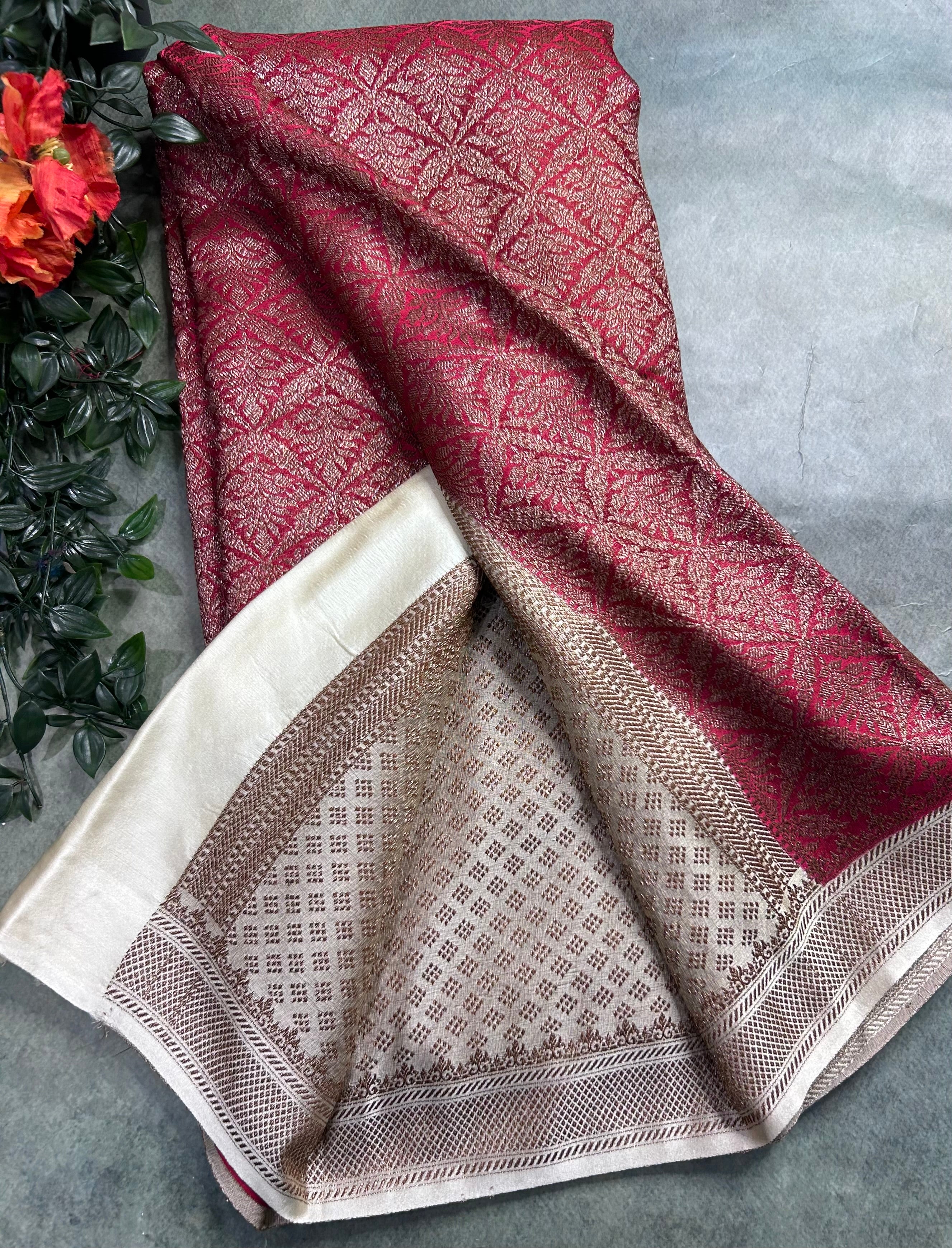 Red brocade soft semi georgette 105 saree