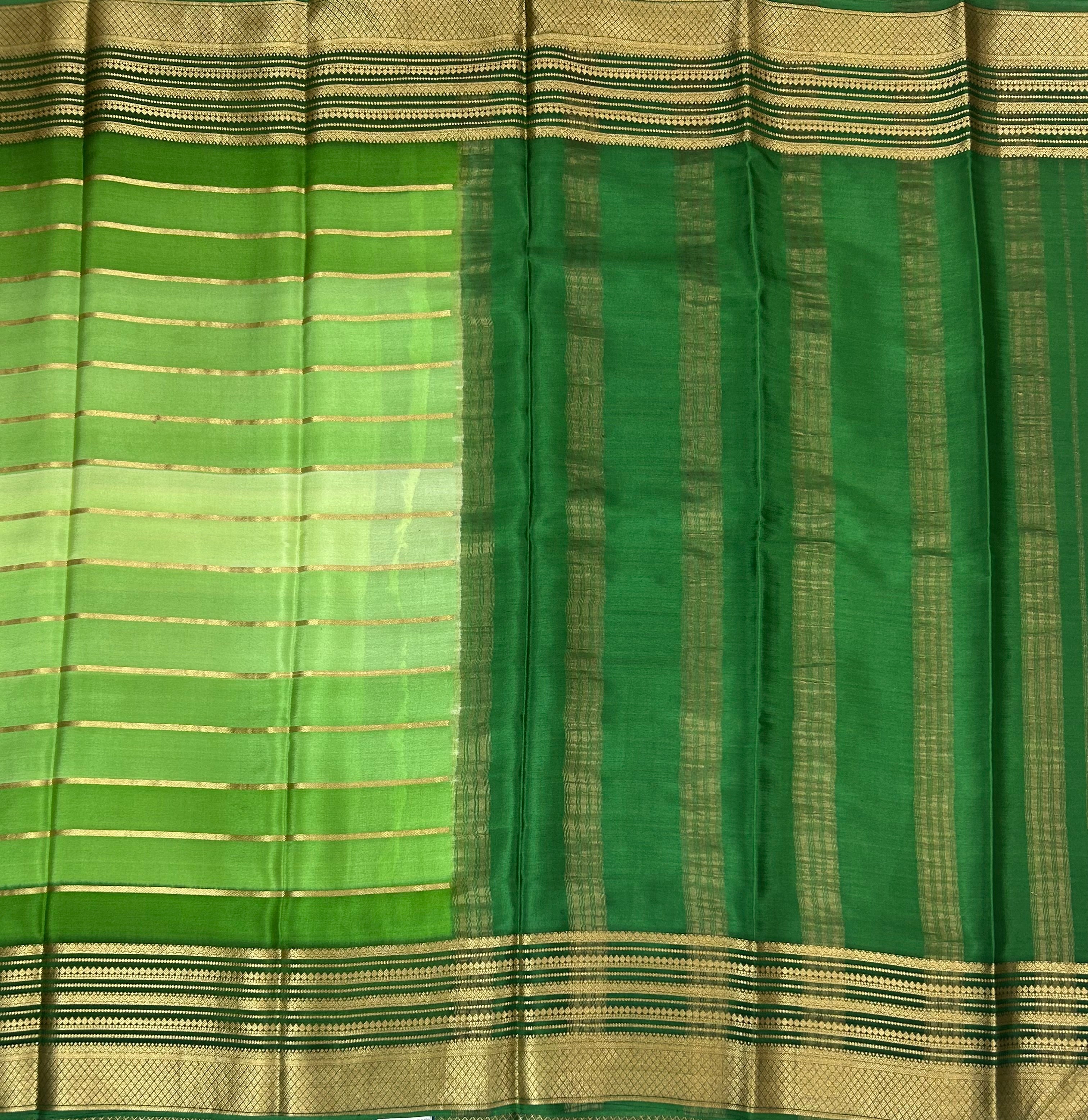 Multicolour stripes pure Mysore silk 102 saree