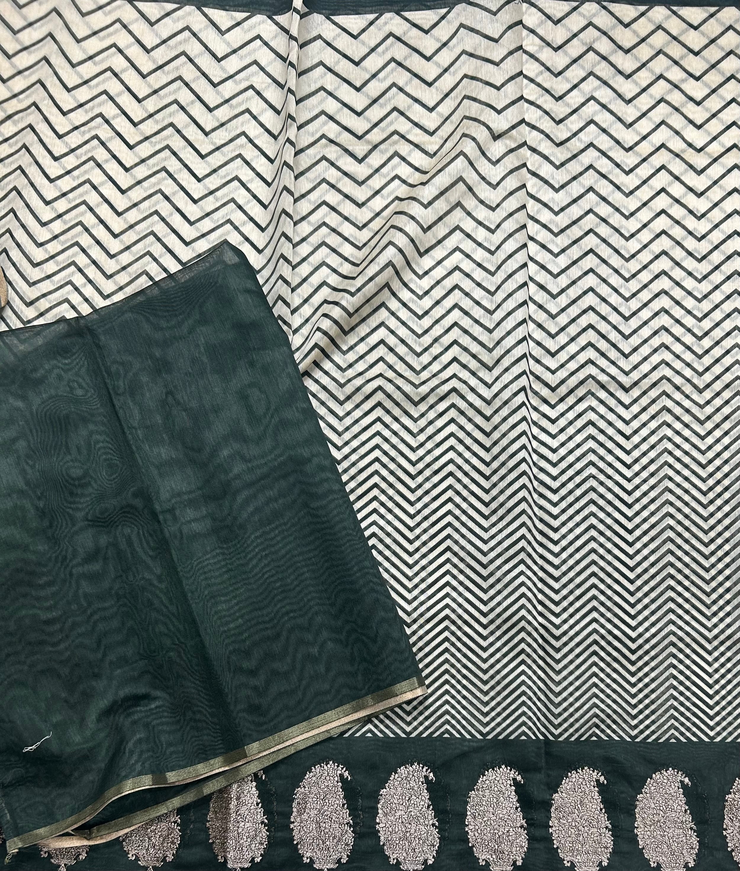 Green border Butta soft Chanderi 105 saree