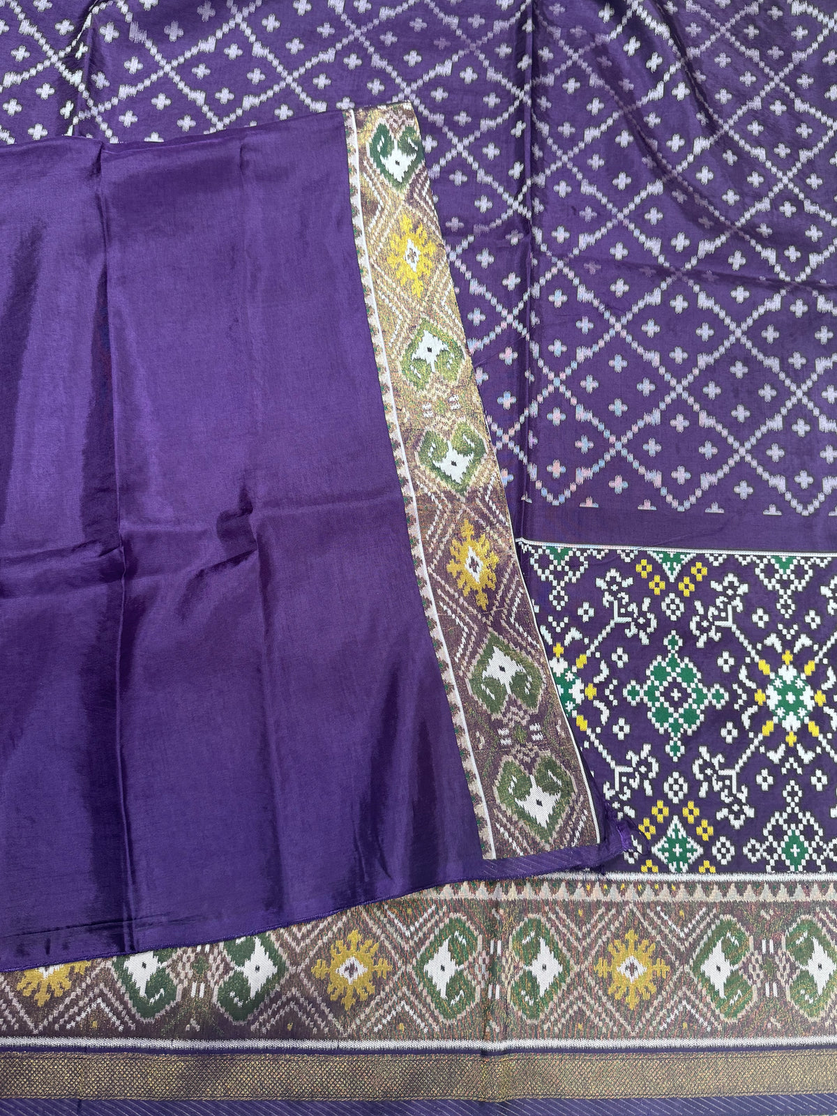 Purple small border semi patola saree 111