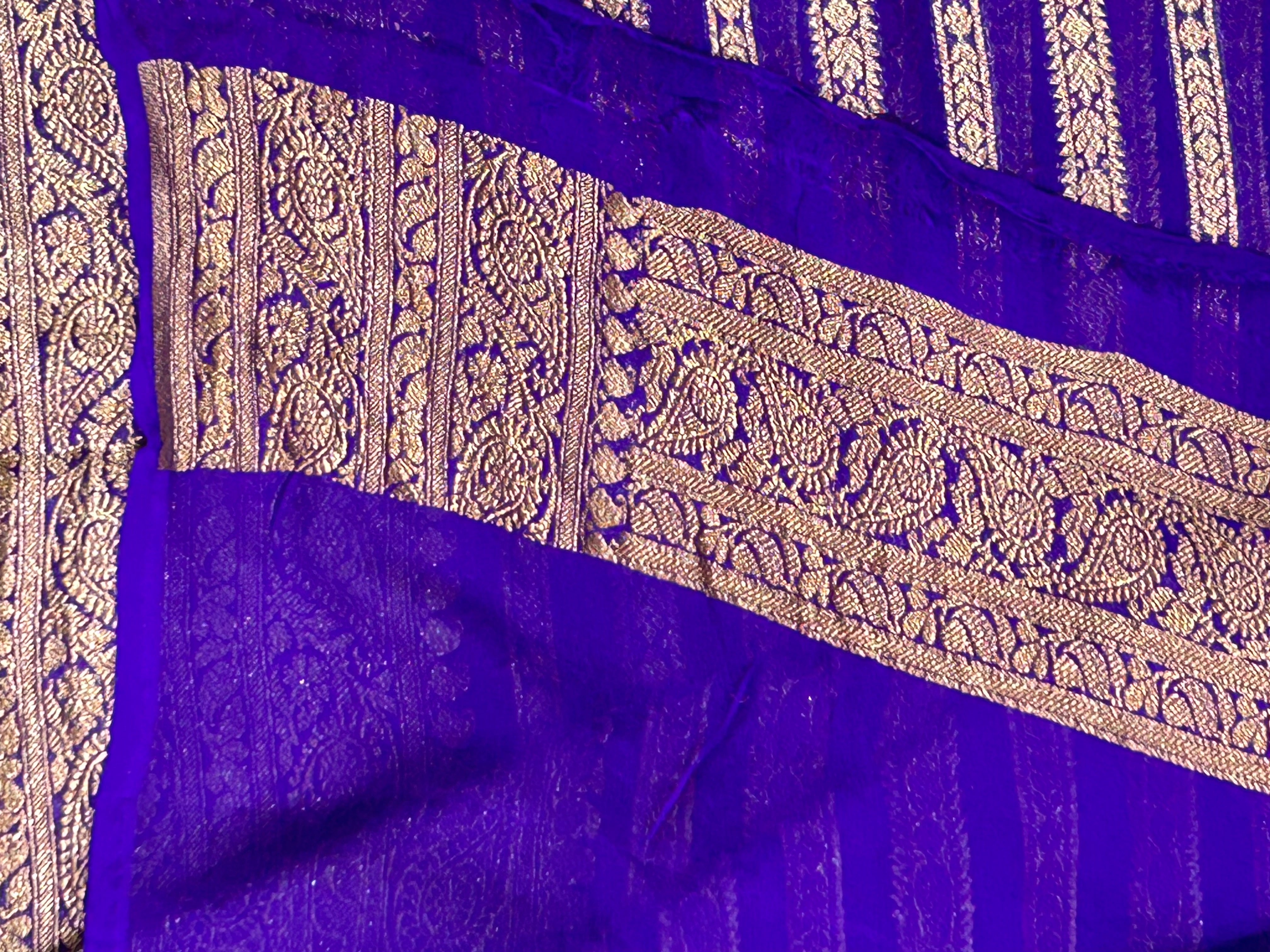 Purple pure georgette benarasi saree