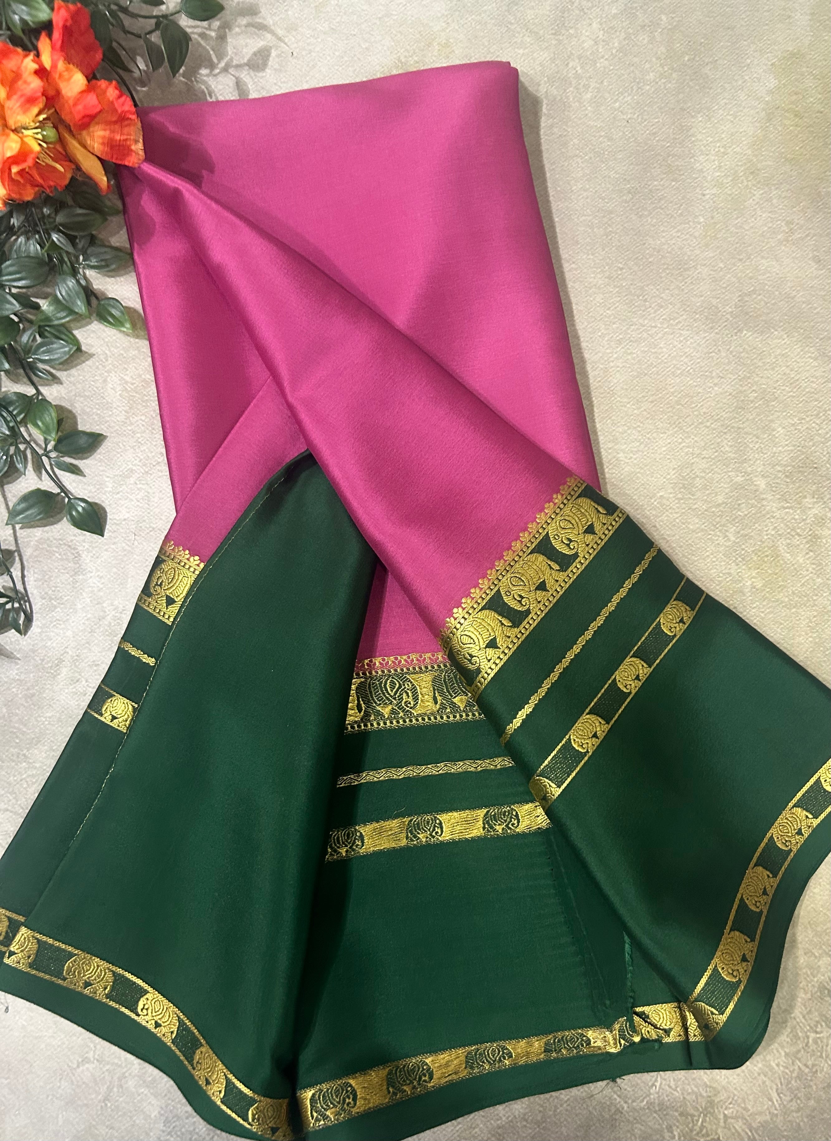 Light purple bentex border pure Mysore silk 104 saree