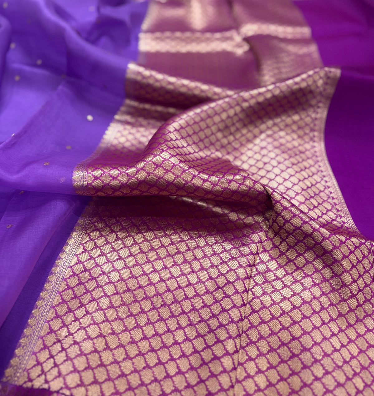 Purple pure Kora Organza Saree 111