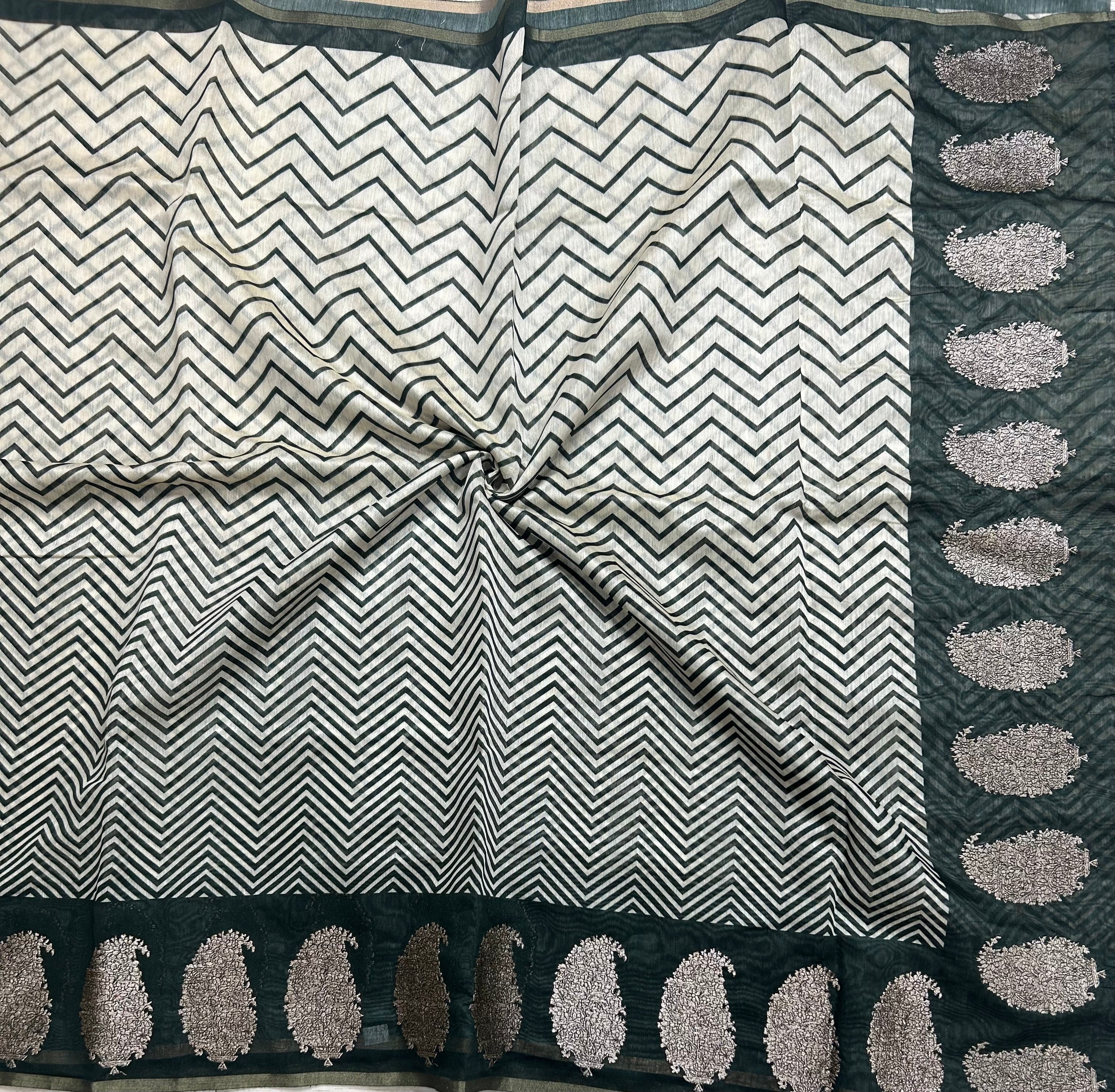 Green border Butta soft Chanderi 105 saree