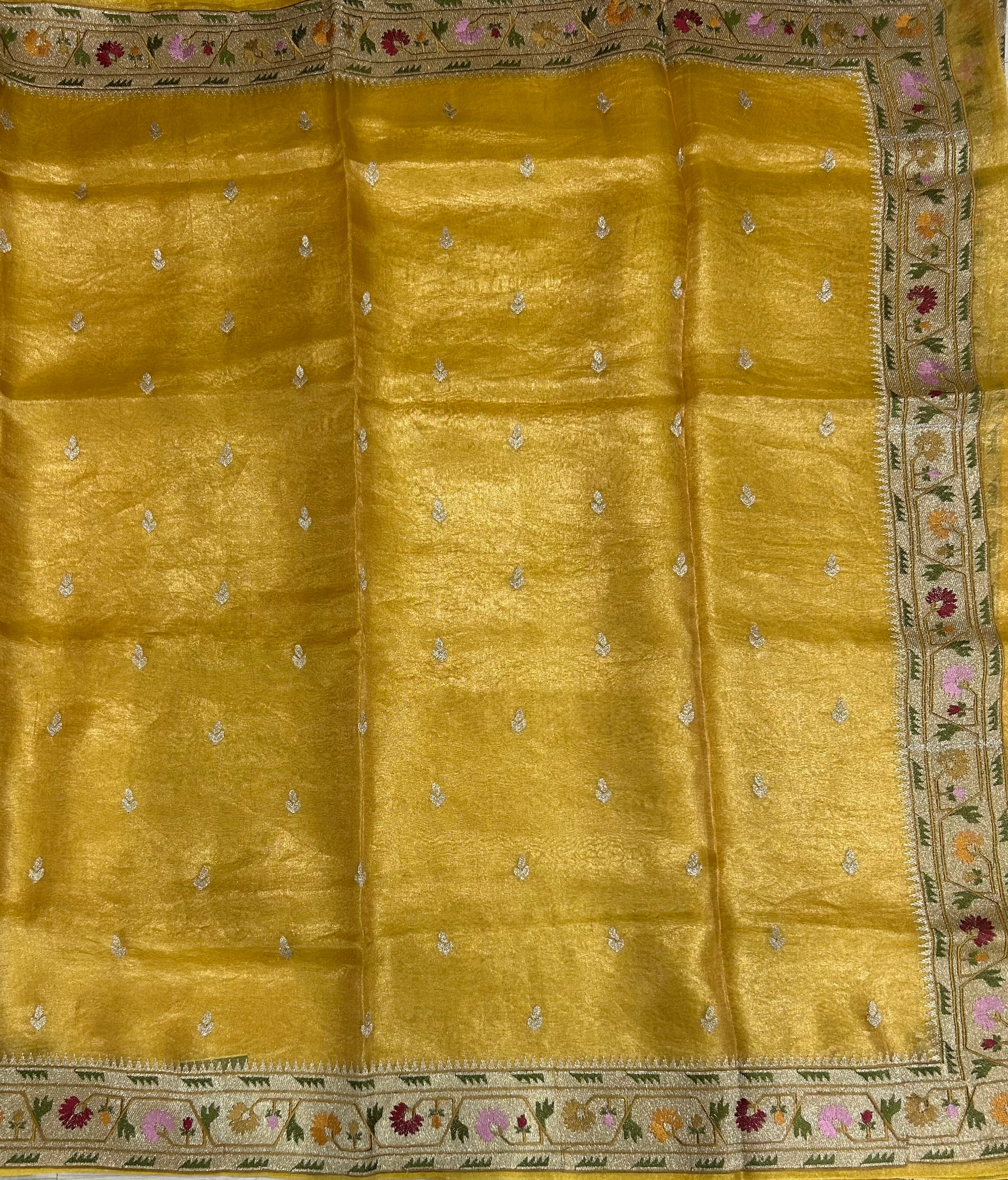 Yellow paithani border pure tissue-12 saree