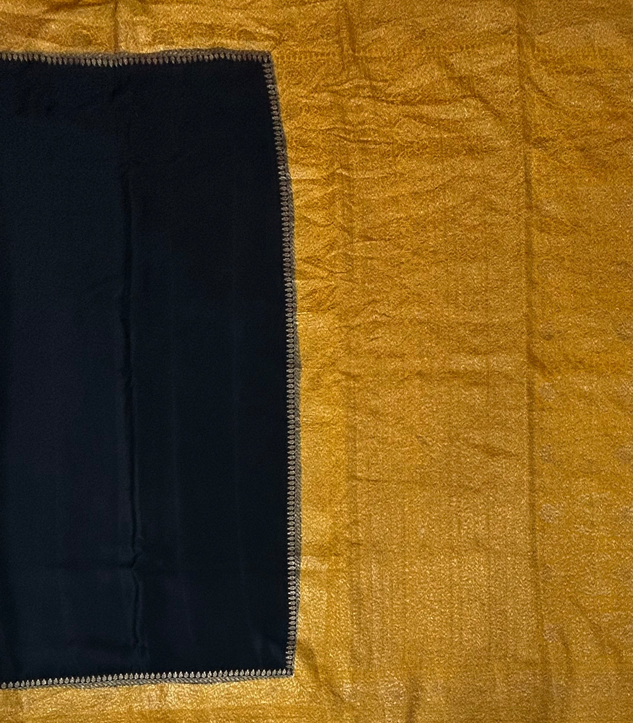 Black n yellow pure banarasi crepe 102 silk saree