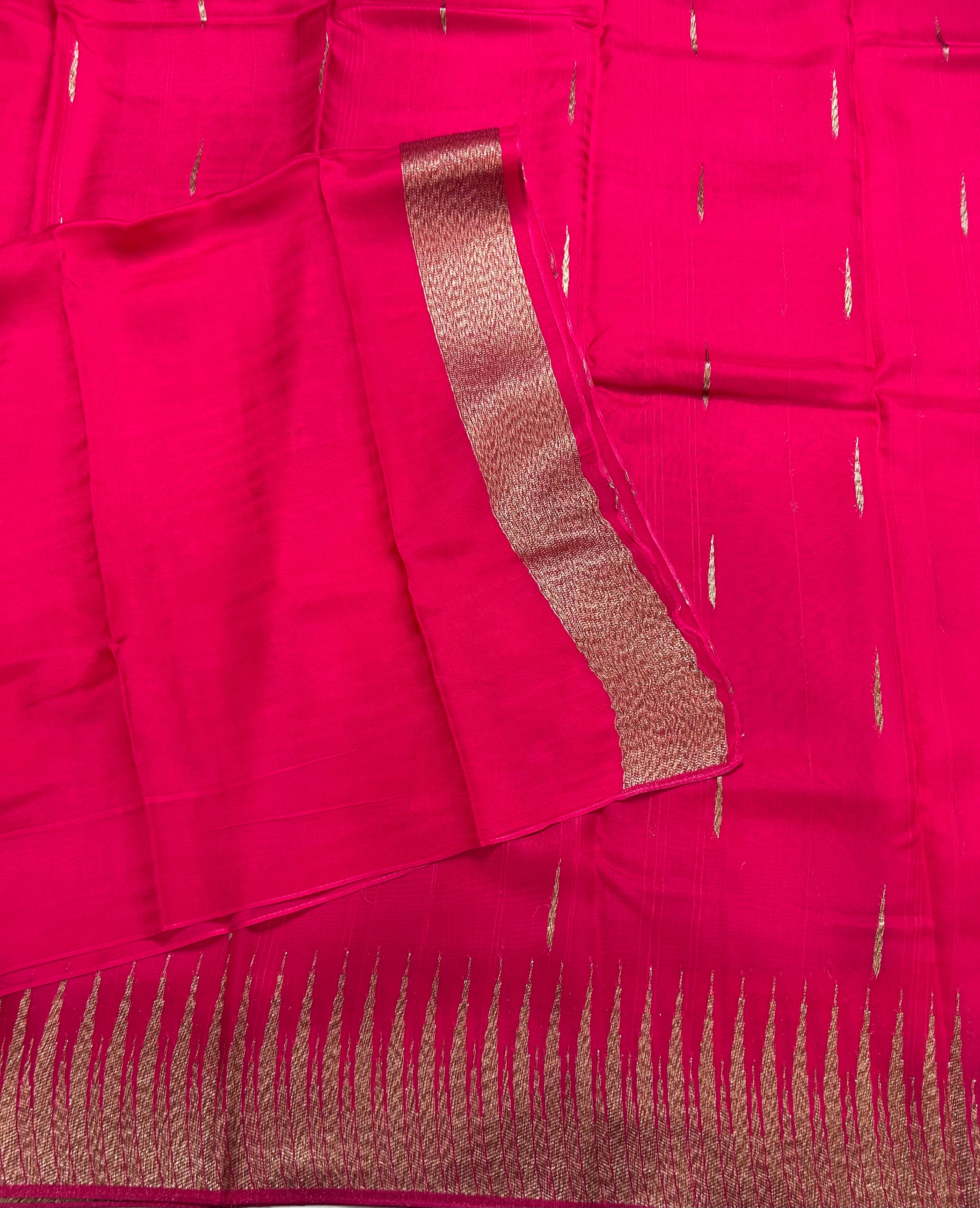 Pink temple border tussar crepe 106 silk saree