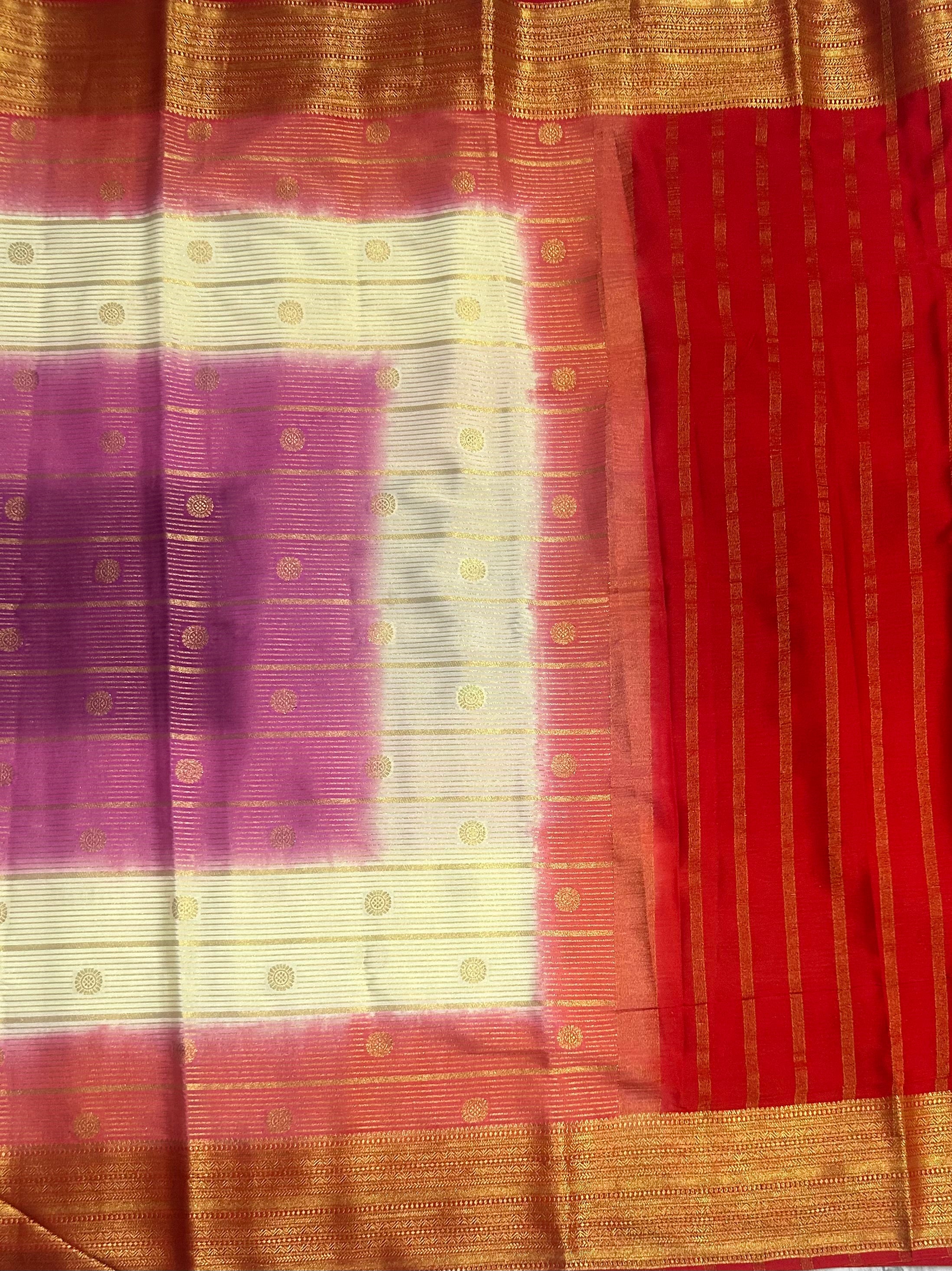 Rankart stripes n Butta semi Mysore silk saree