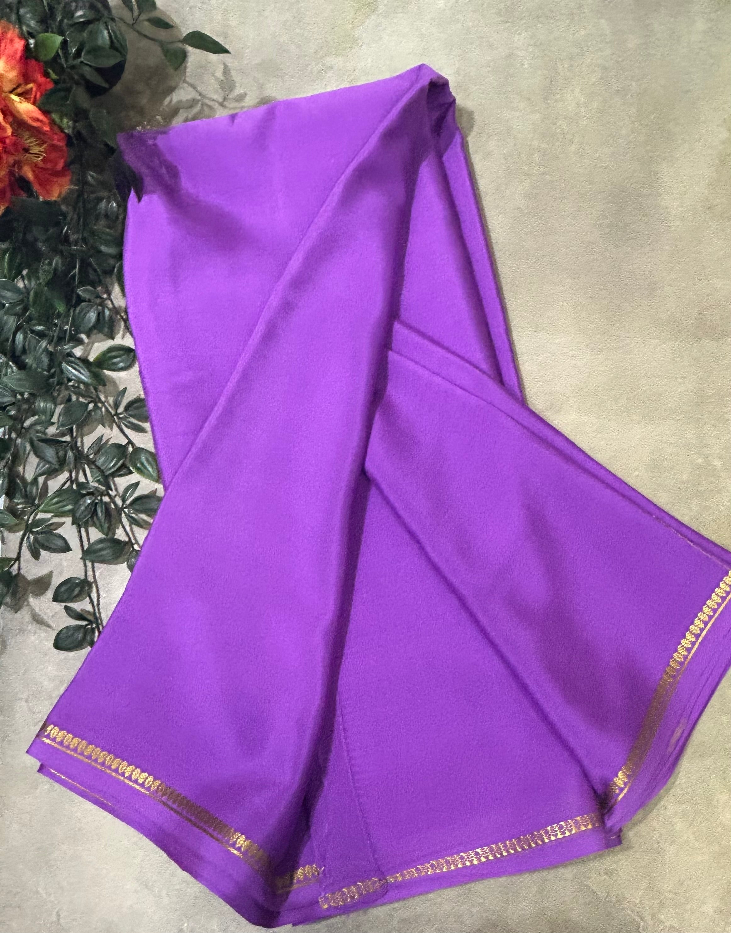 Light purple small border pure Mysore silk 103 saree