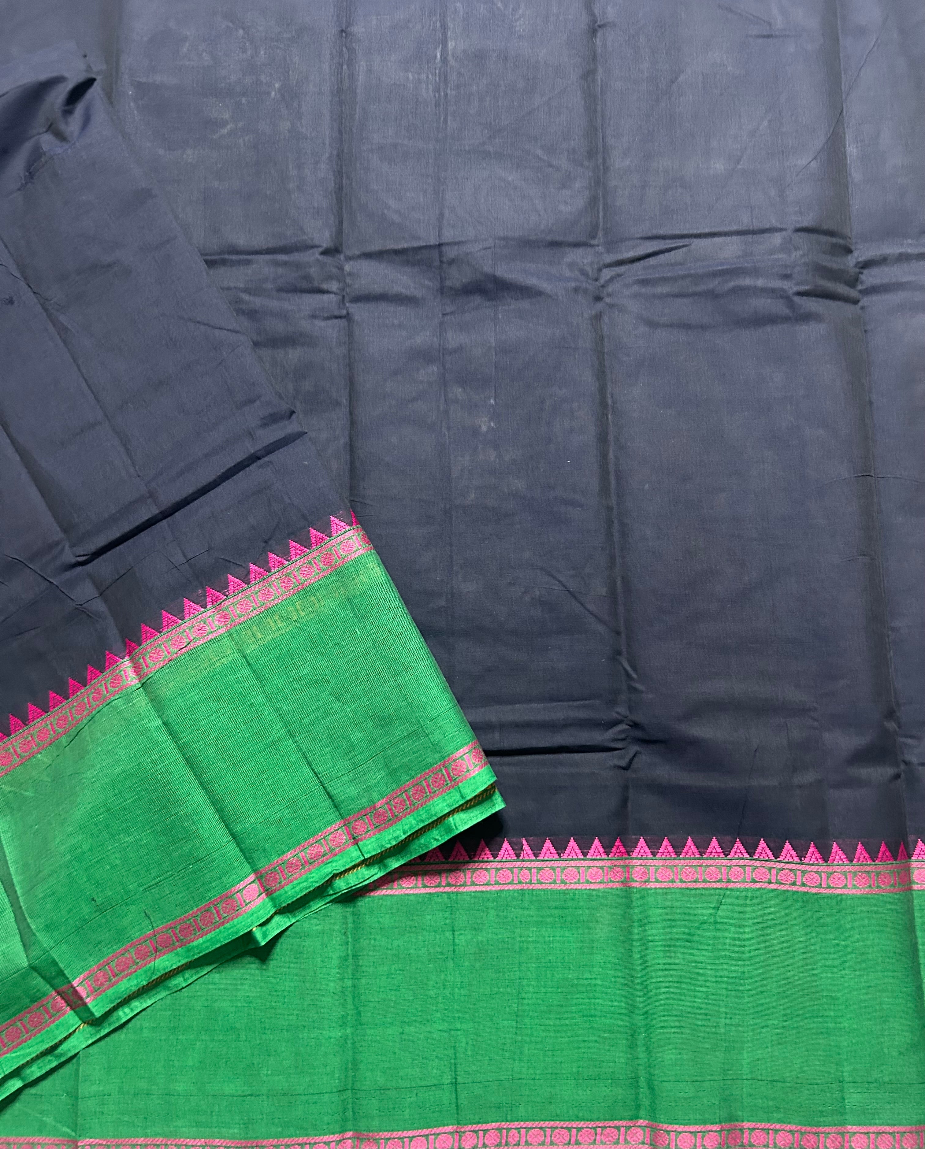 Dark blue Kanchi border pure cotton 103 saree