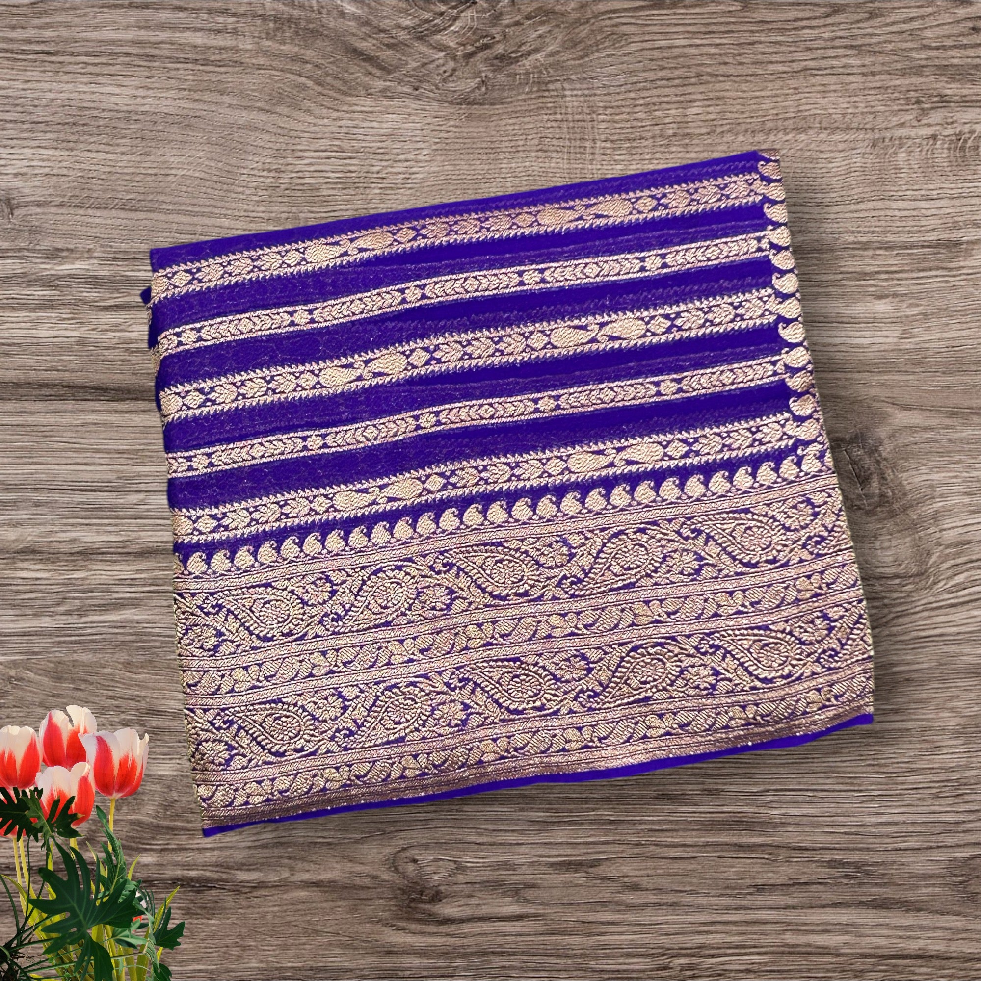 Purple pure georgette benarasi saree