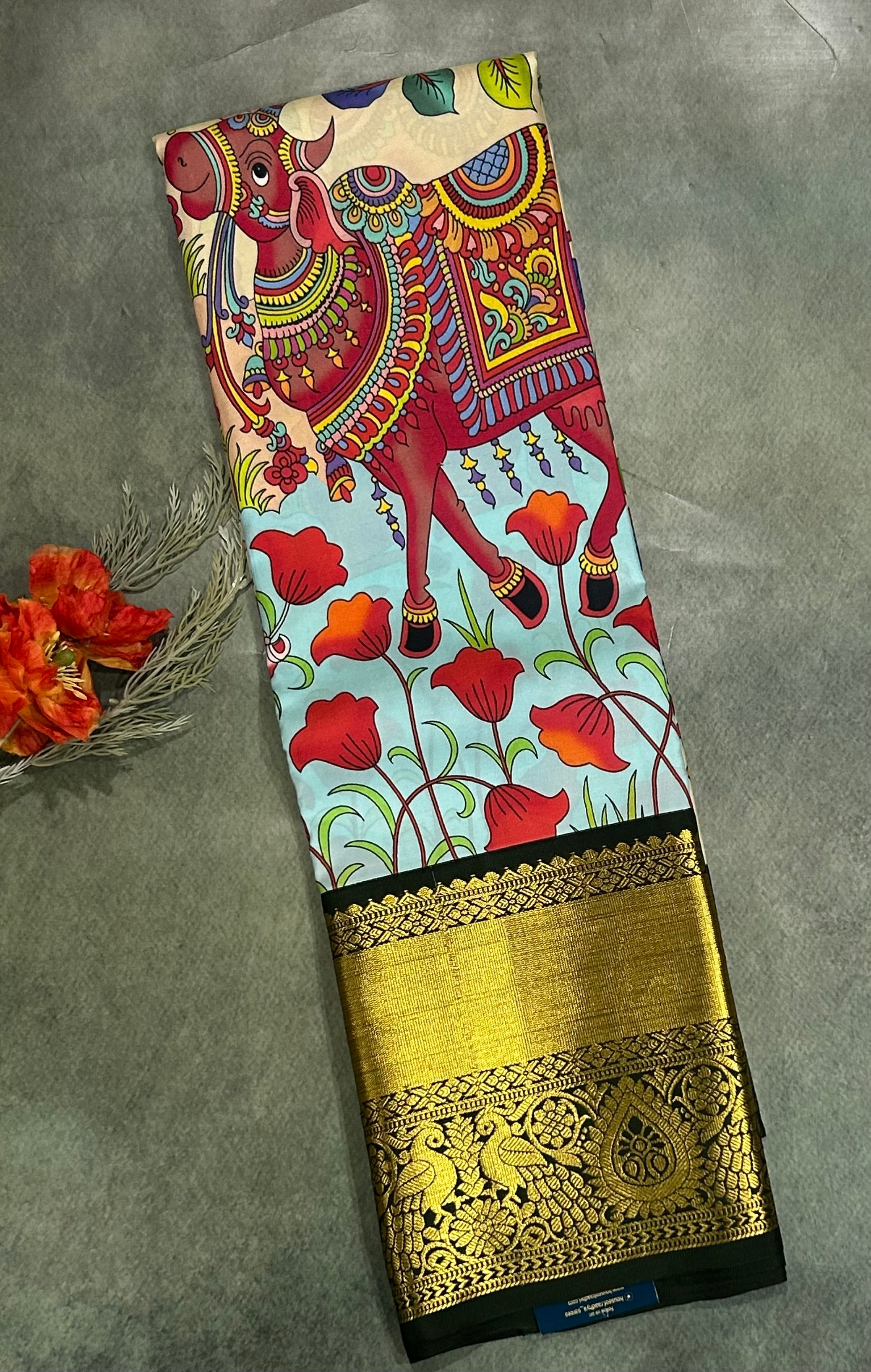 Multicolour  printing mistake 103 saree