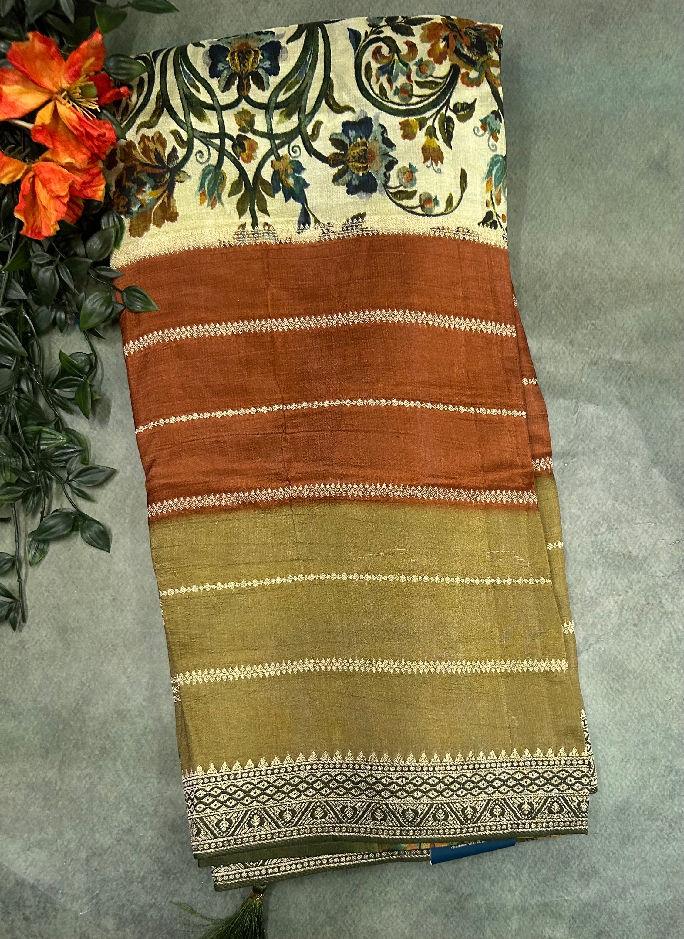 Multicolour digital print soft crepe saree
