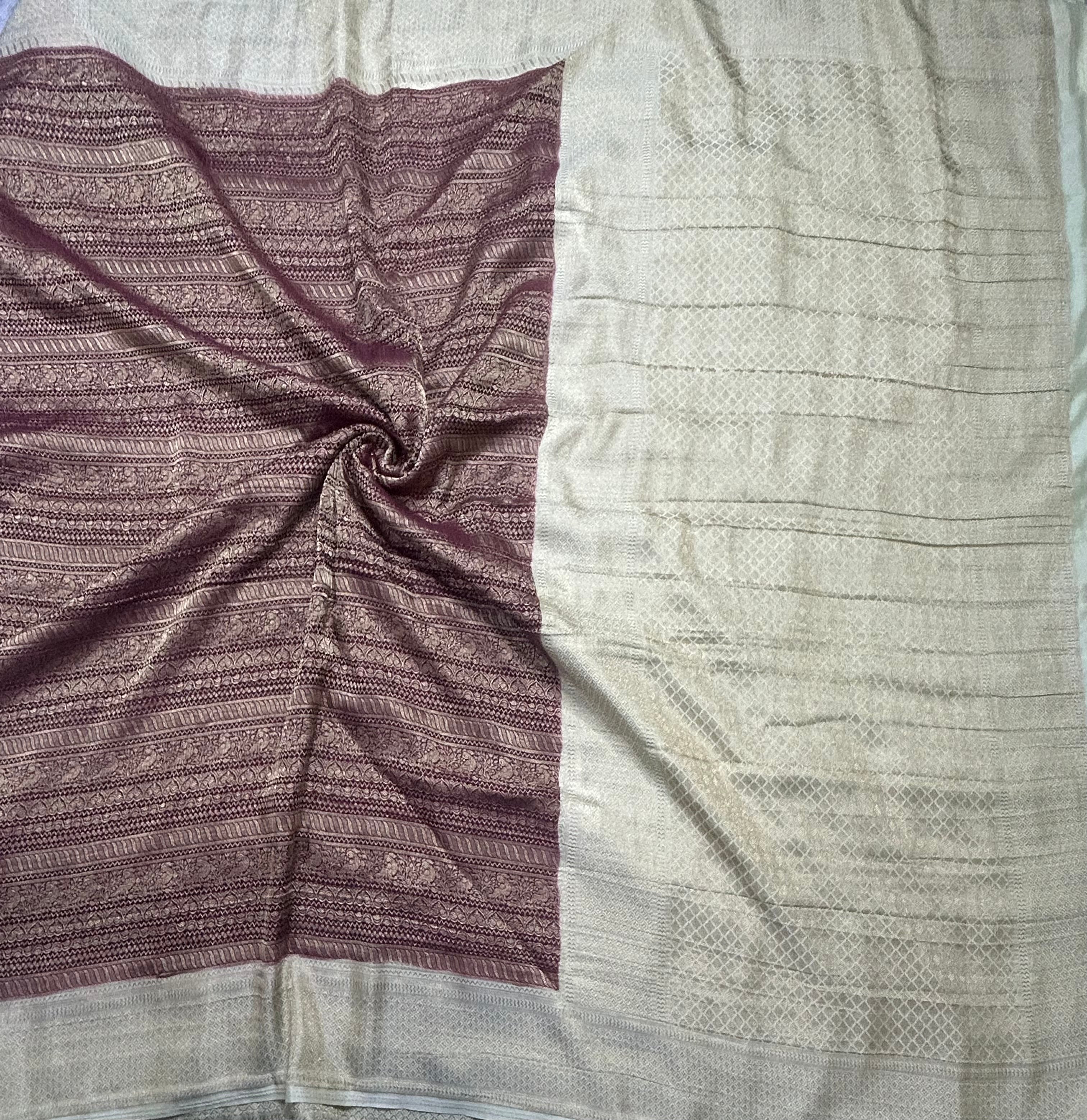 Wine brocade semi georgette 105 saree