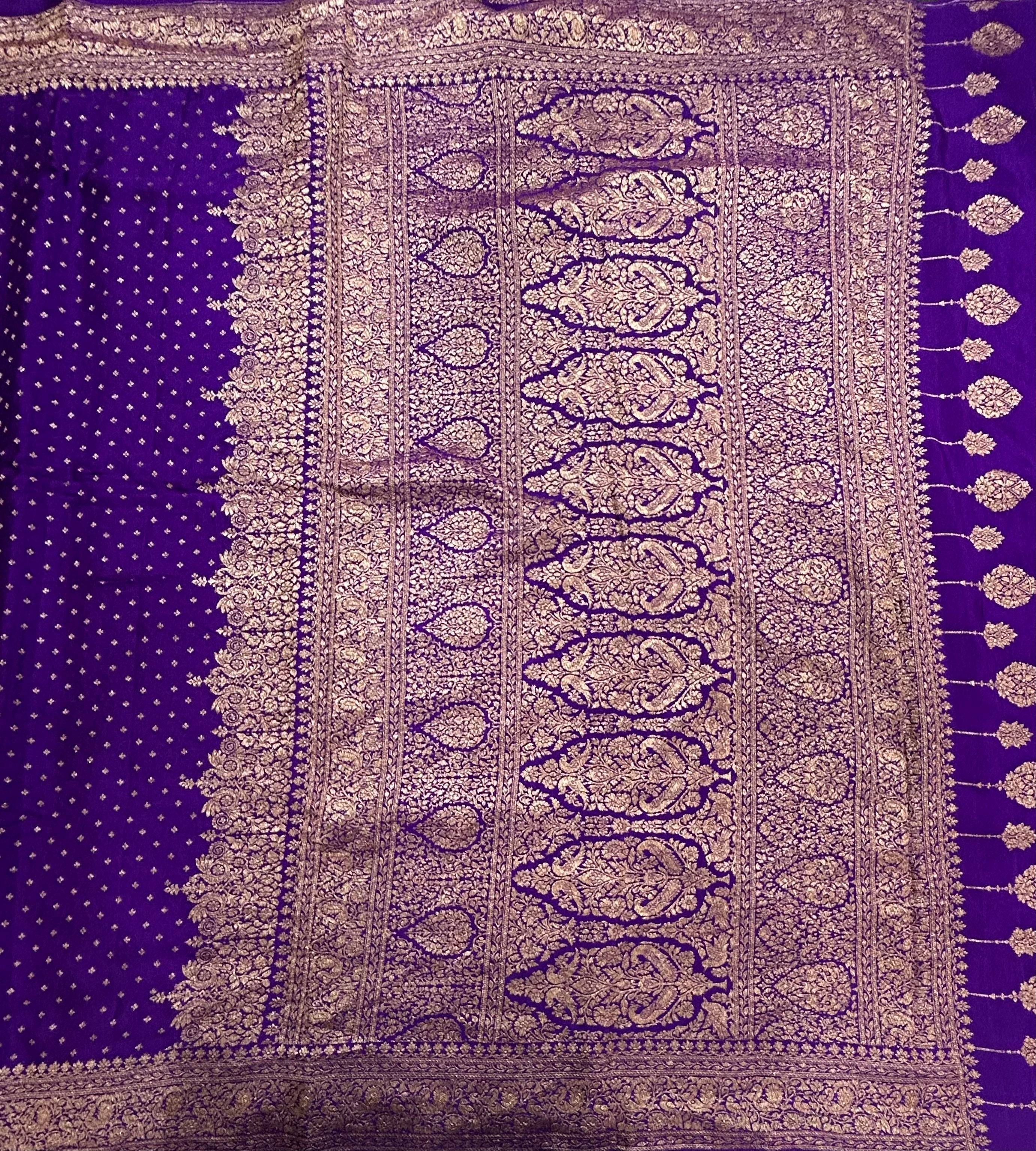 Purple small Butta pure Benarasi crepe 106 saree
