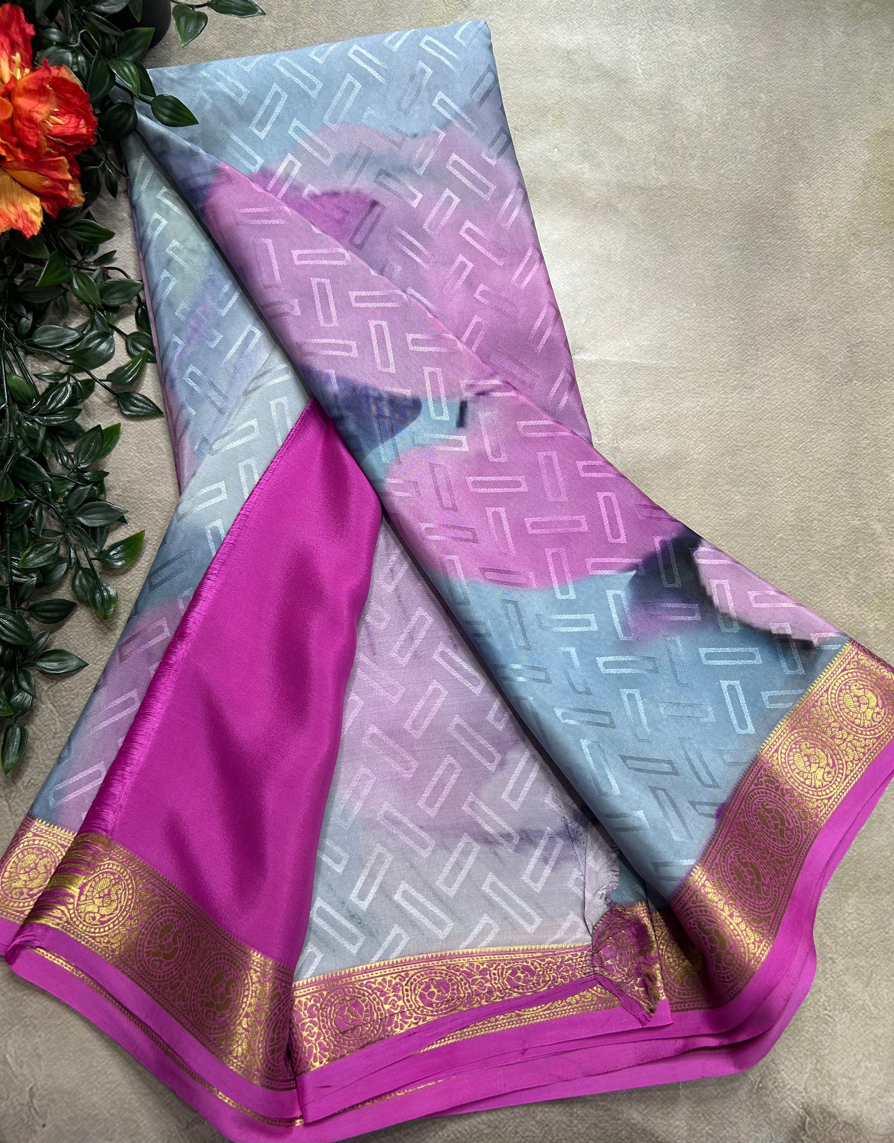 Multicolour digital print pure mysore silk saree(DMS106)