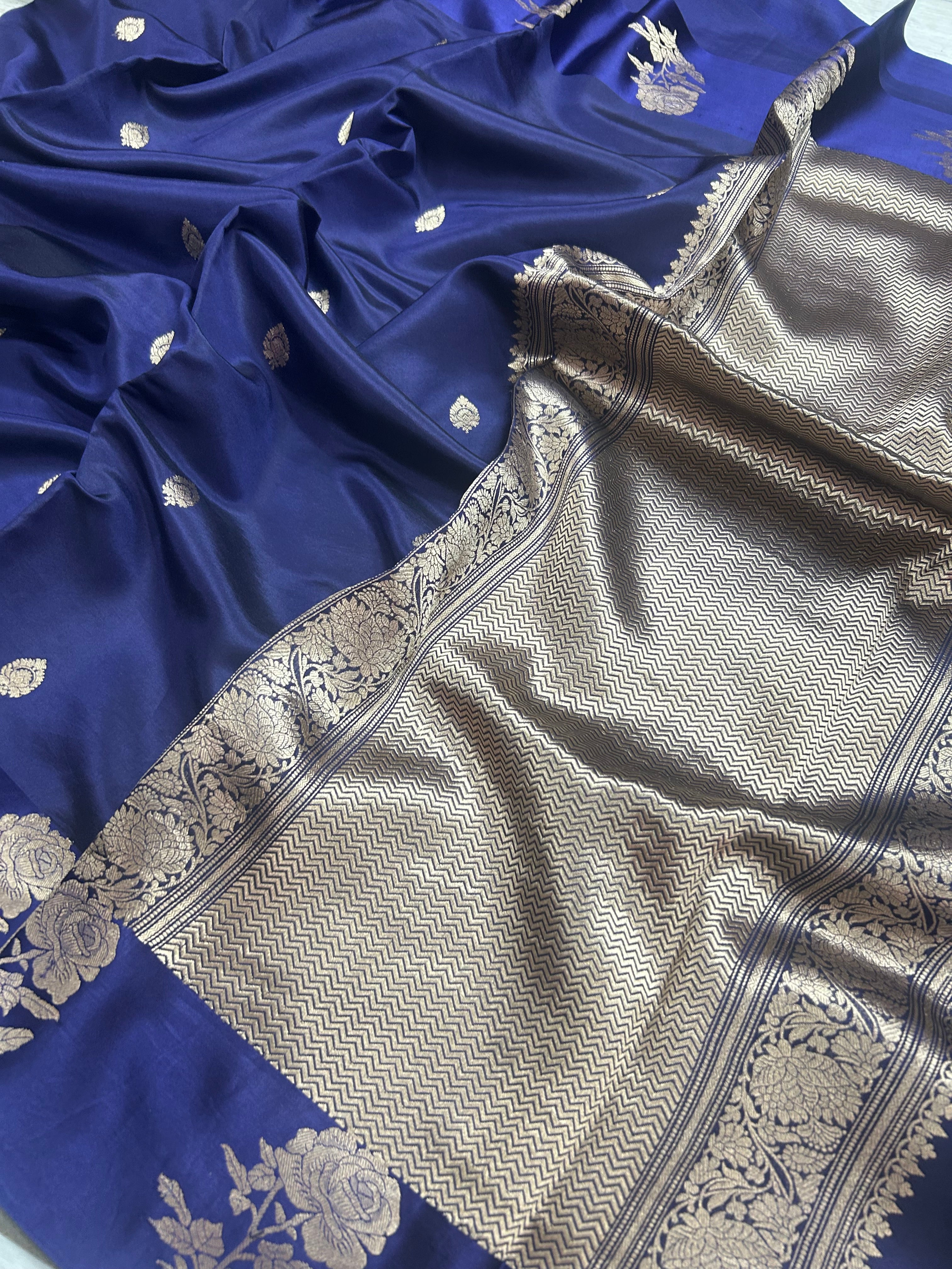 Blue benarasi lightweight silk 105 saree