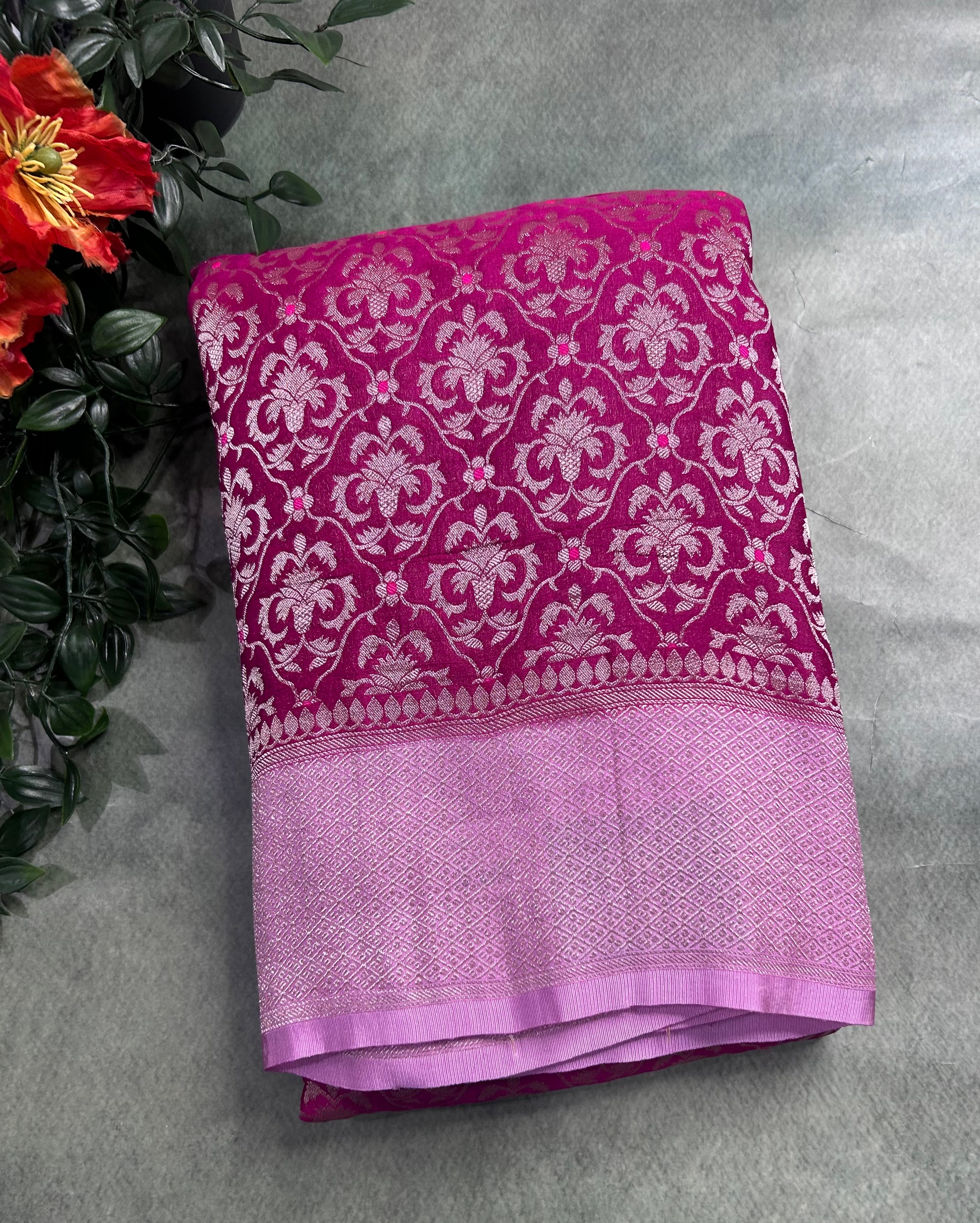 Pink brocade semi georgette 105 saree