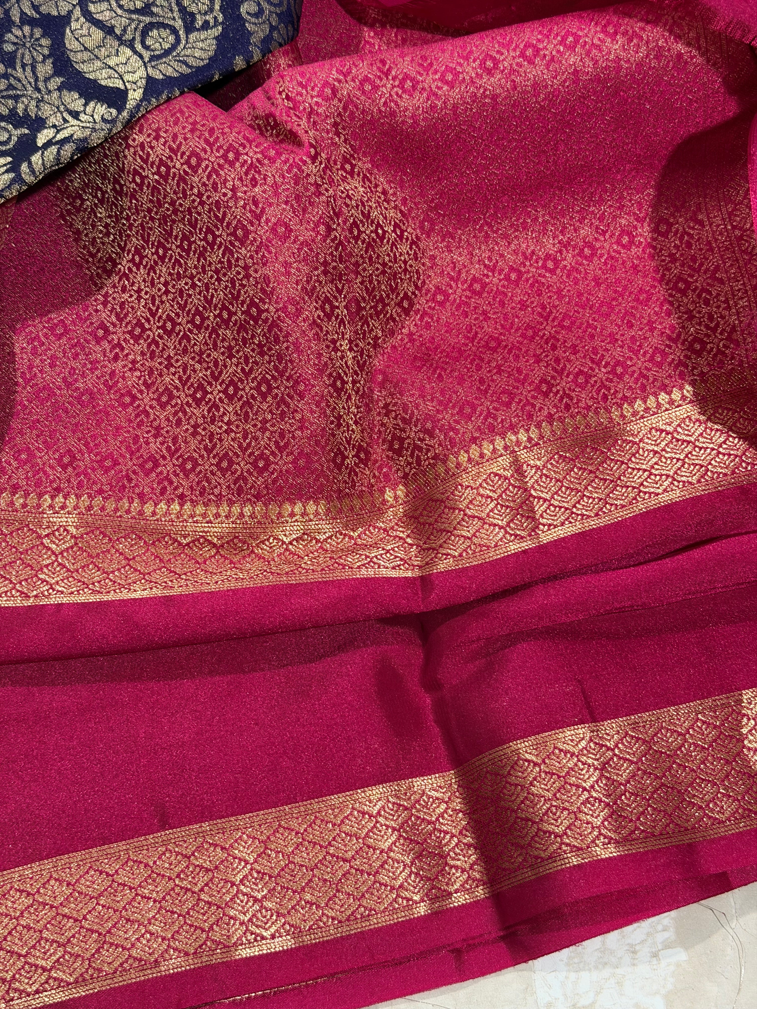 Navy Brocade Semi Mysore Silk Saree 108 (Copy 4)