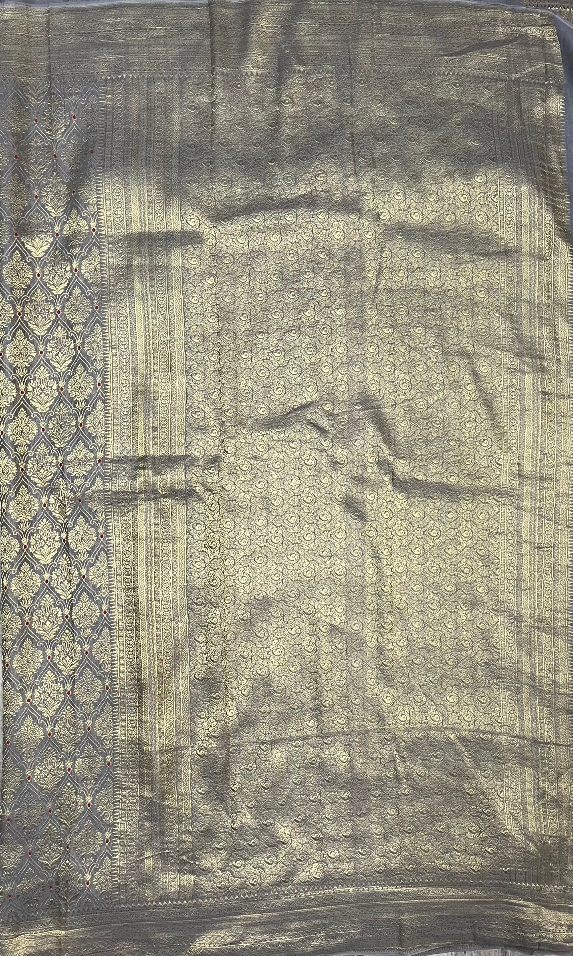 Grey brocade pure mysore silk 104 saree