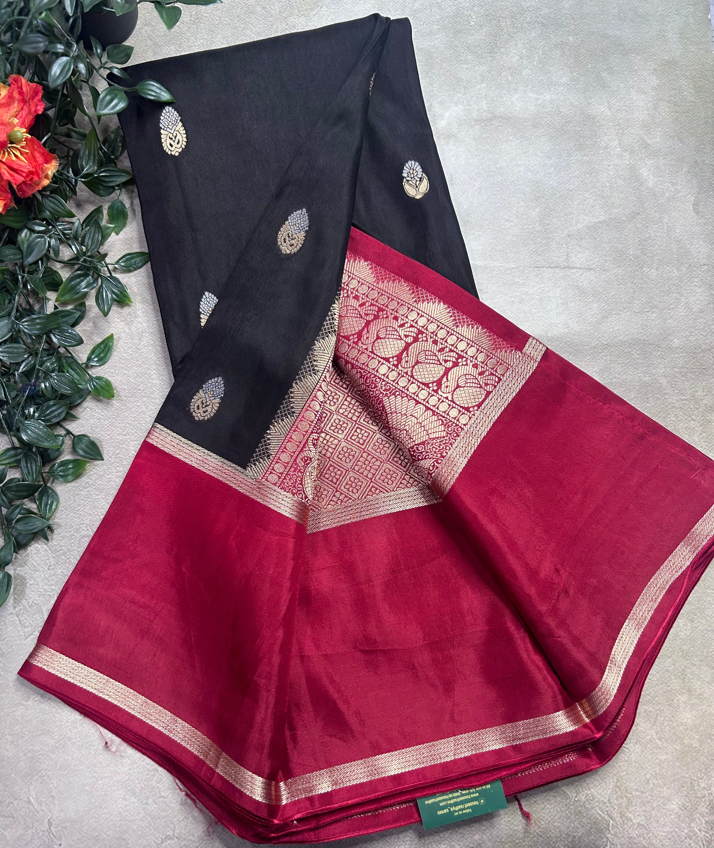 Black bentex border semi Mysore crepe 106 saree