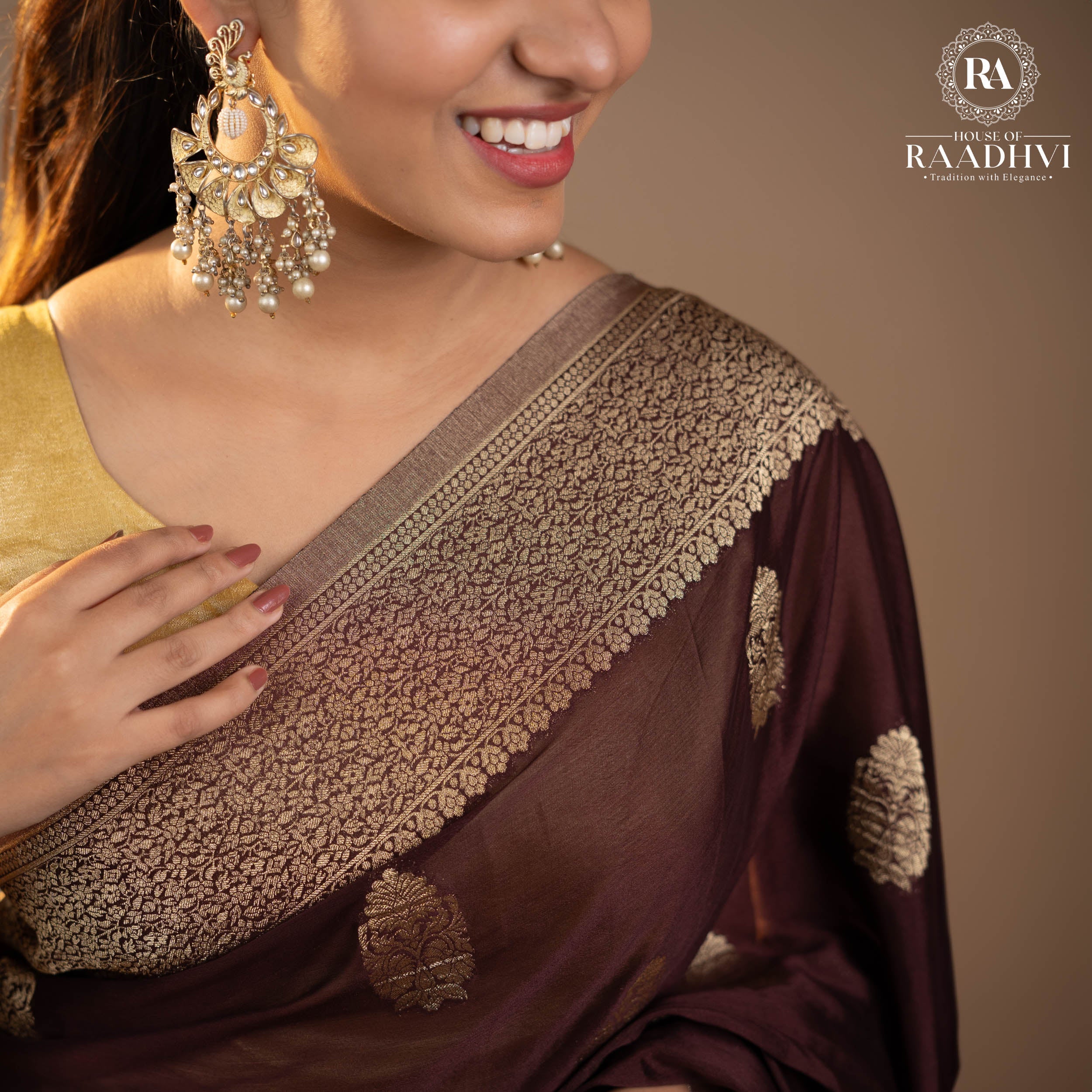 Brown big butta-07 soft crepe silk saree