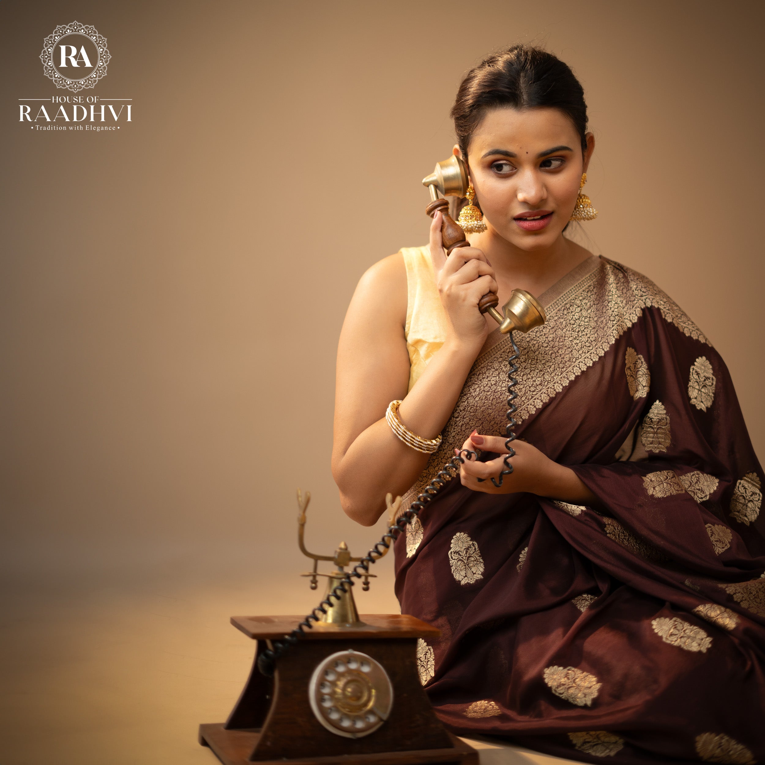 Brown big butta designer soft crepe silk