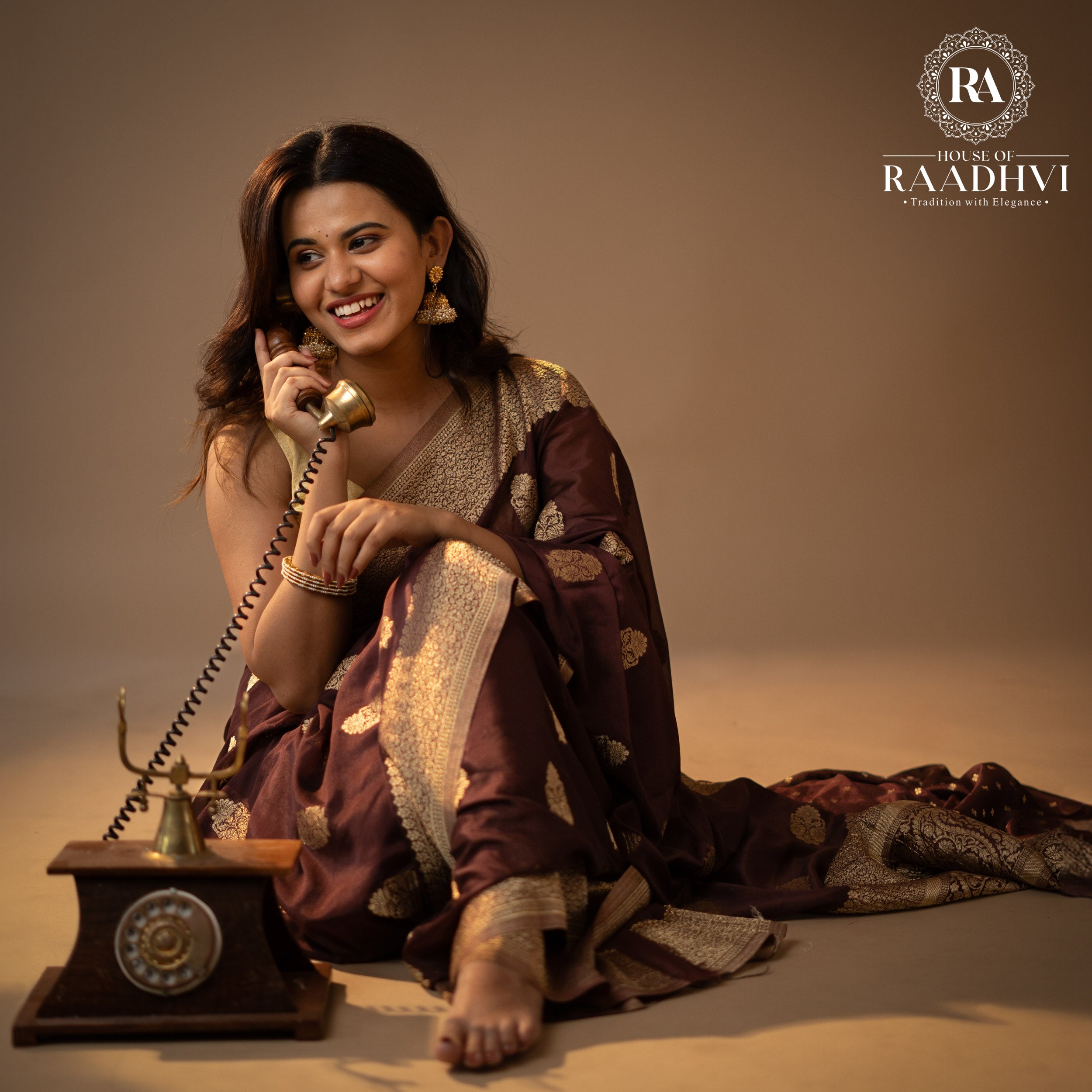 Brown big butta designer soft crepe silk