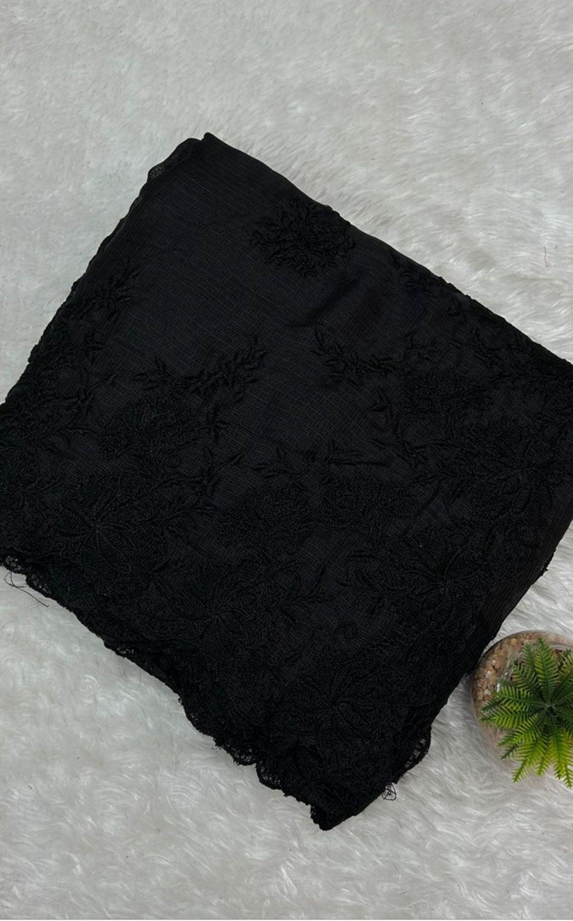 Black embroidered kota checks party wear saree