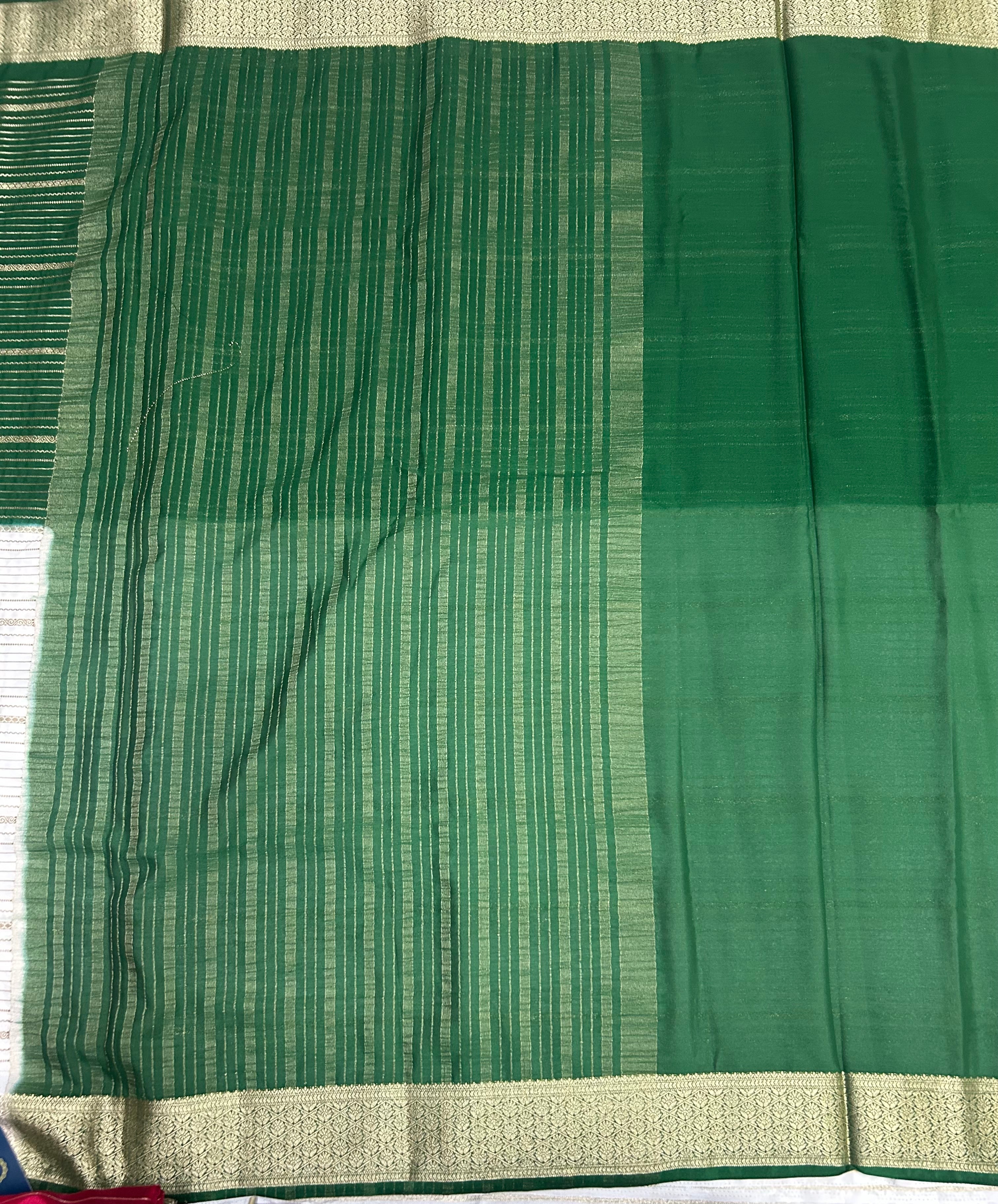 2D stripes semi Mysore crepe silk saree