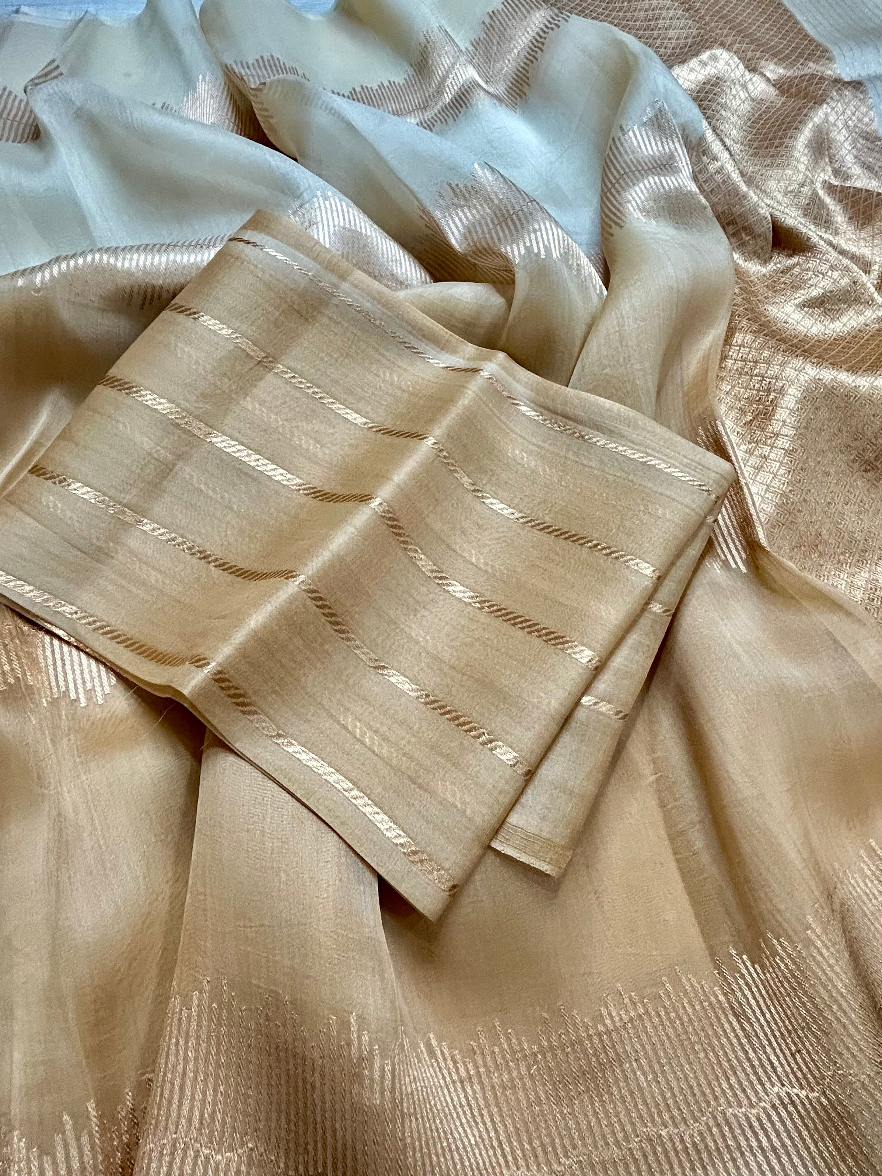 Multitone pure kora 104 organza silk saree
