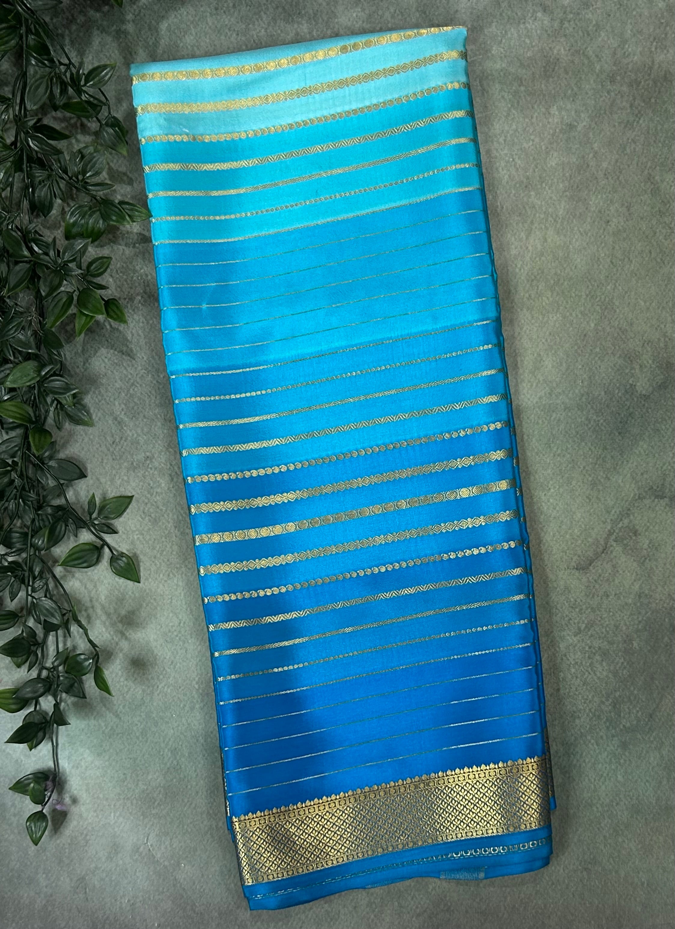Multicolour stripes pure Mysore silk 102 saree