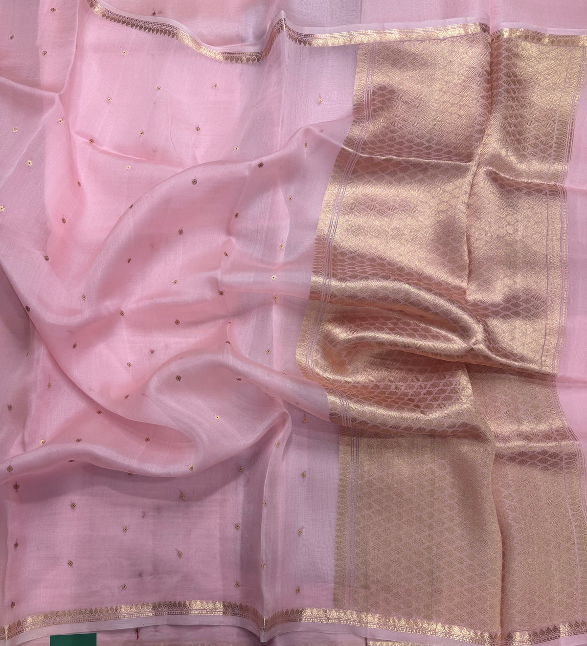 Peach pure Kora Organza Saree 111