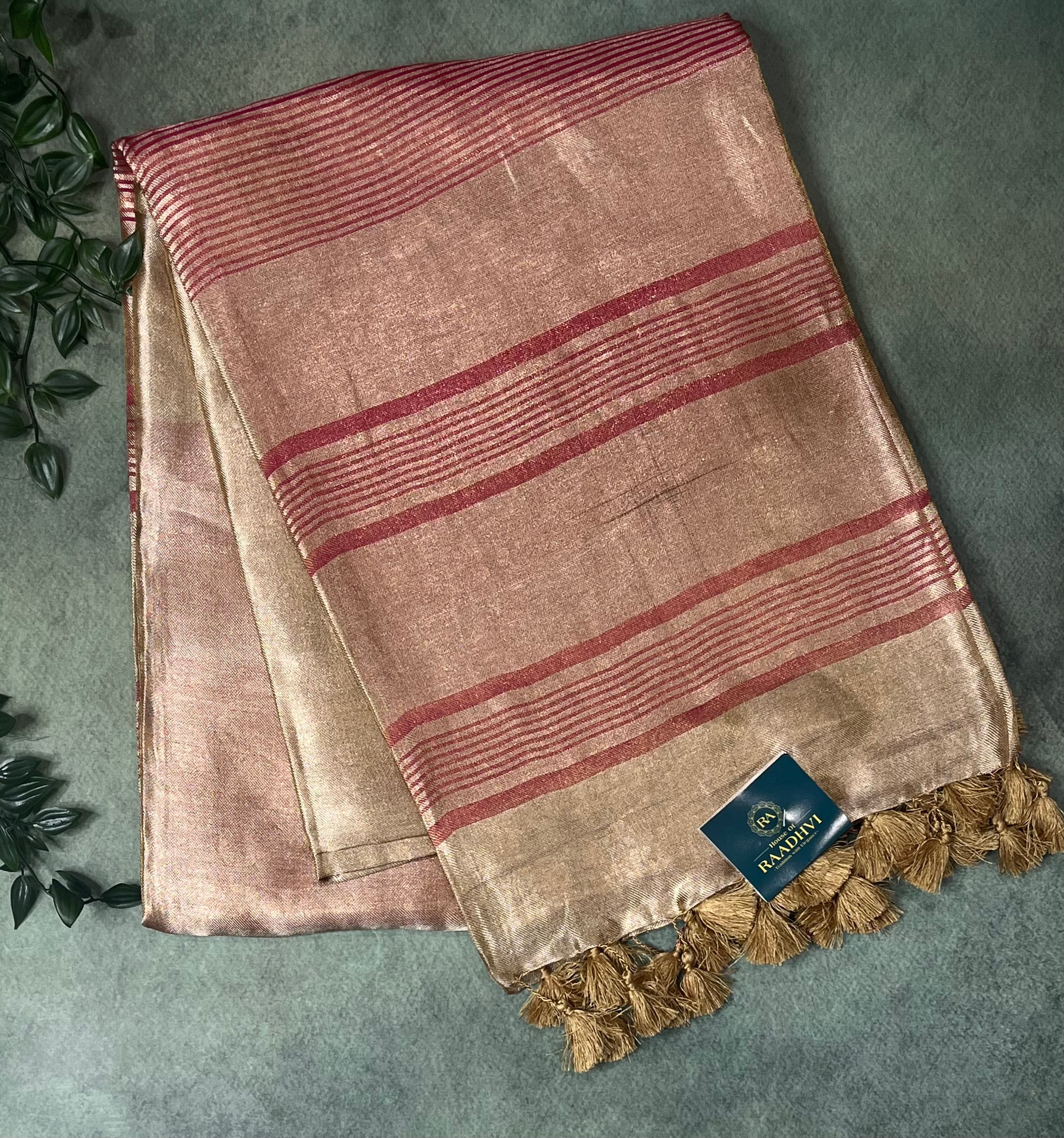 Pink pure linen tissue silk-09 saree
