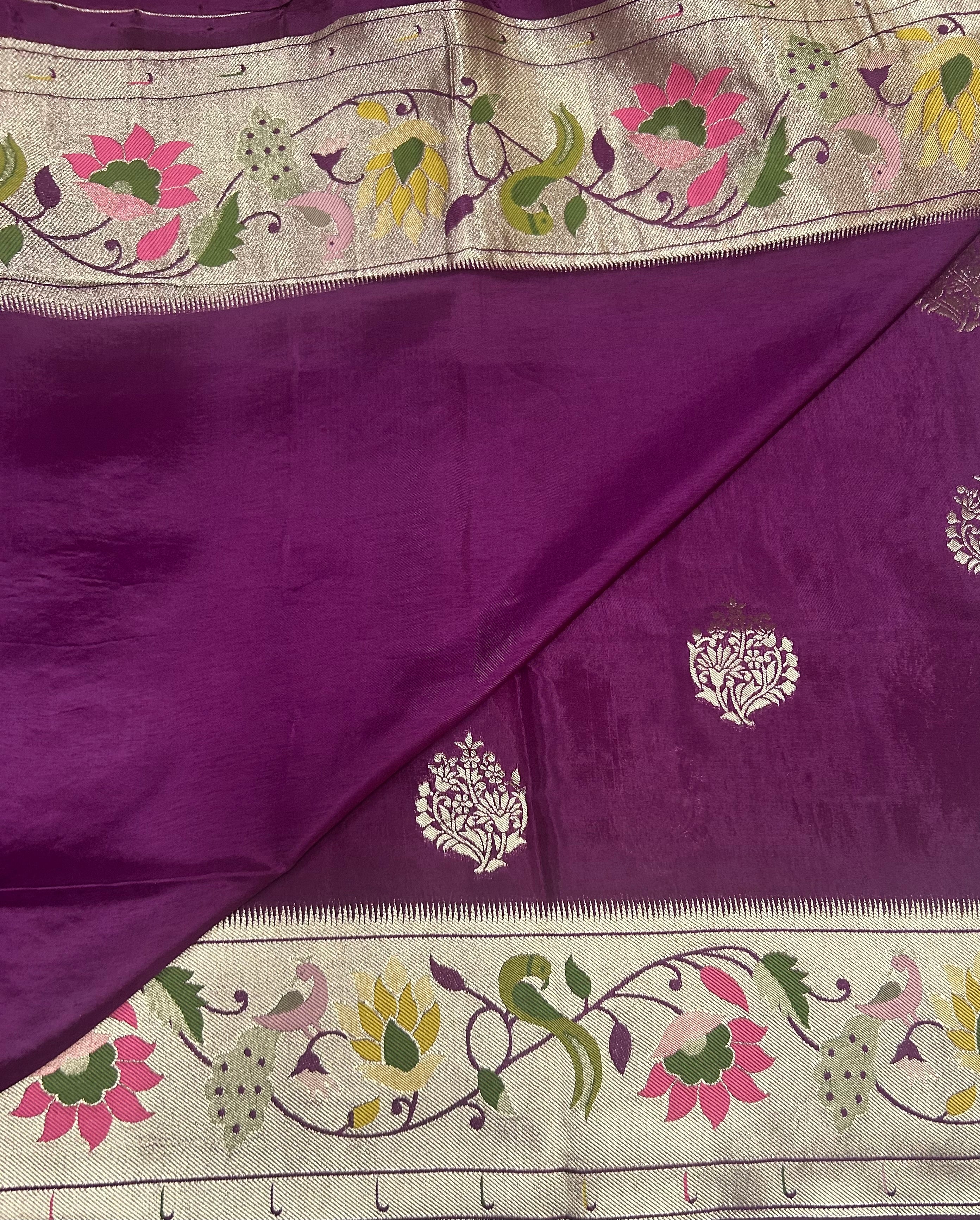 Wine Paithani border tussar crepe 106 saree