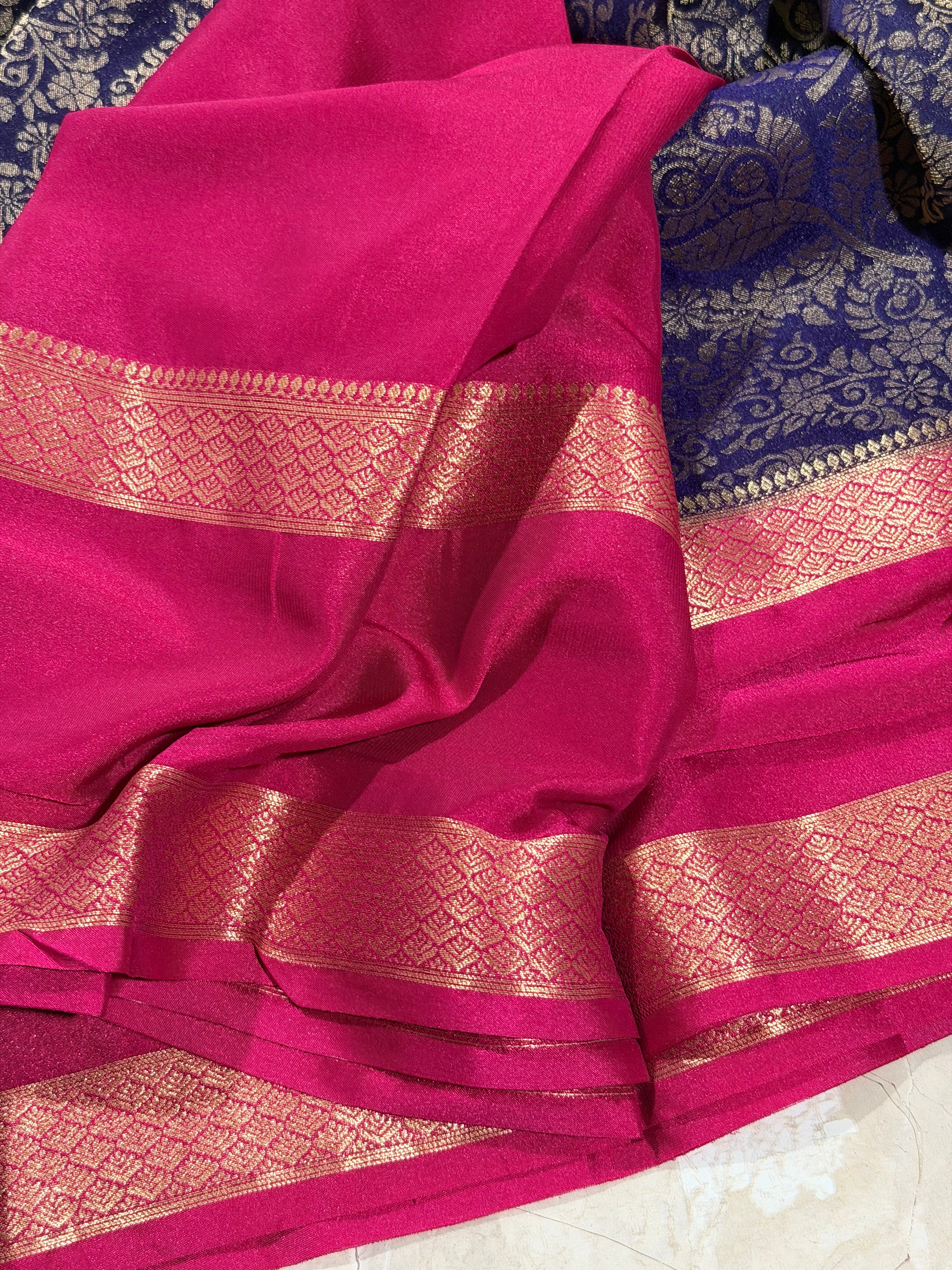 Navy Brocade Semi Mysore Silk Saree 108 (Copy 4)