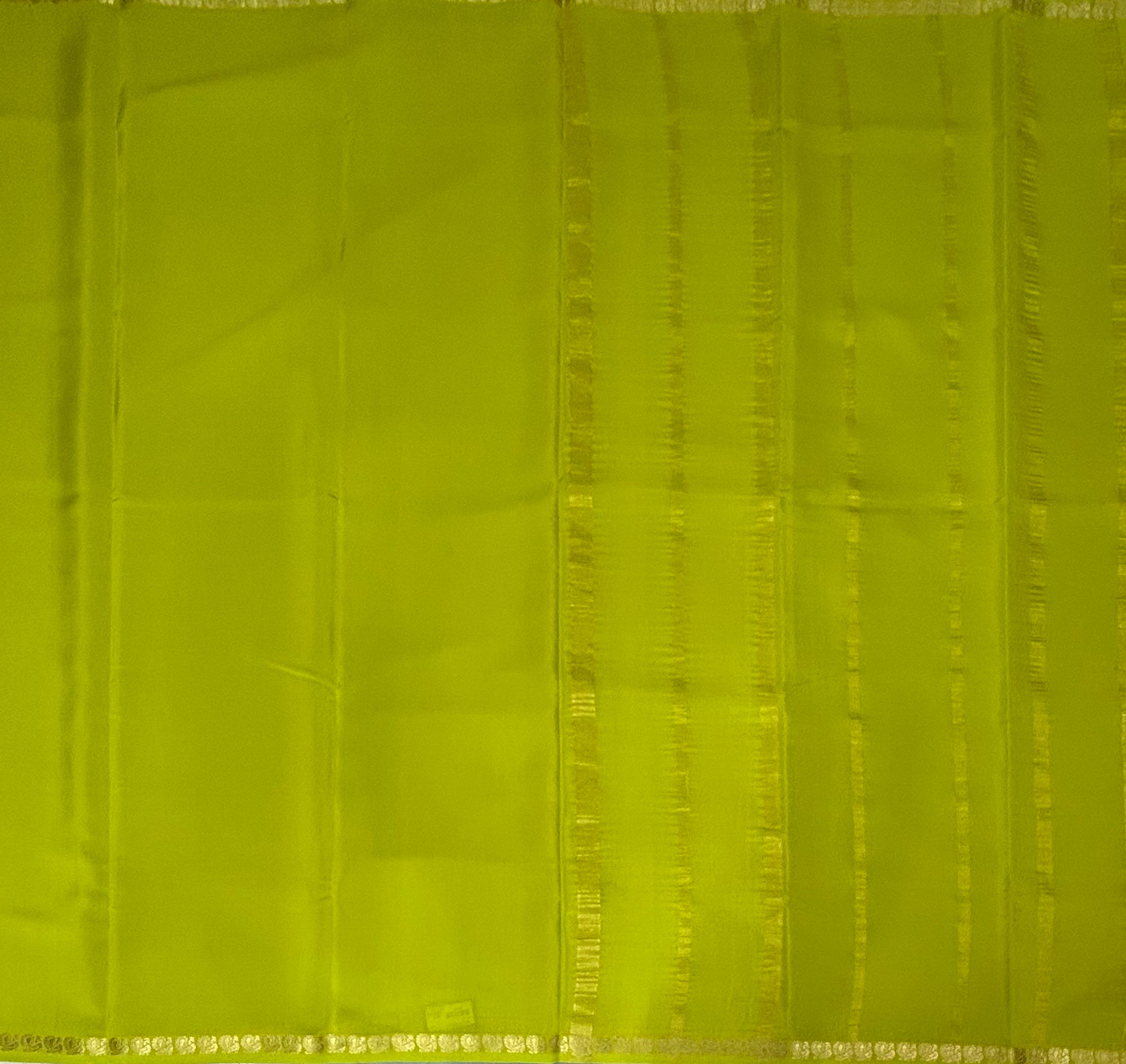 Neon green plain one inch pure mysore silk-12 saree