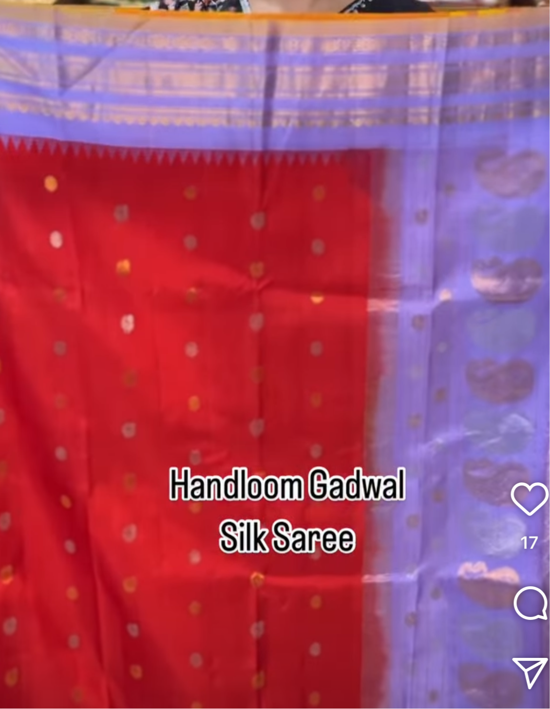 Red n lilac pure handloom gadwal silk saree