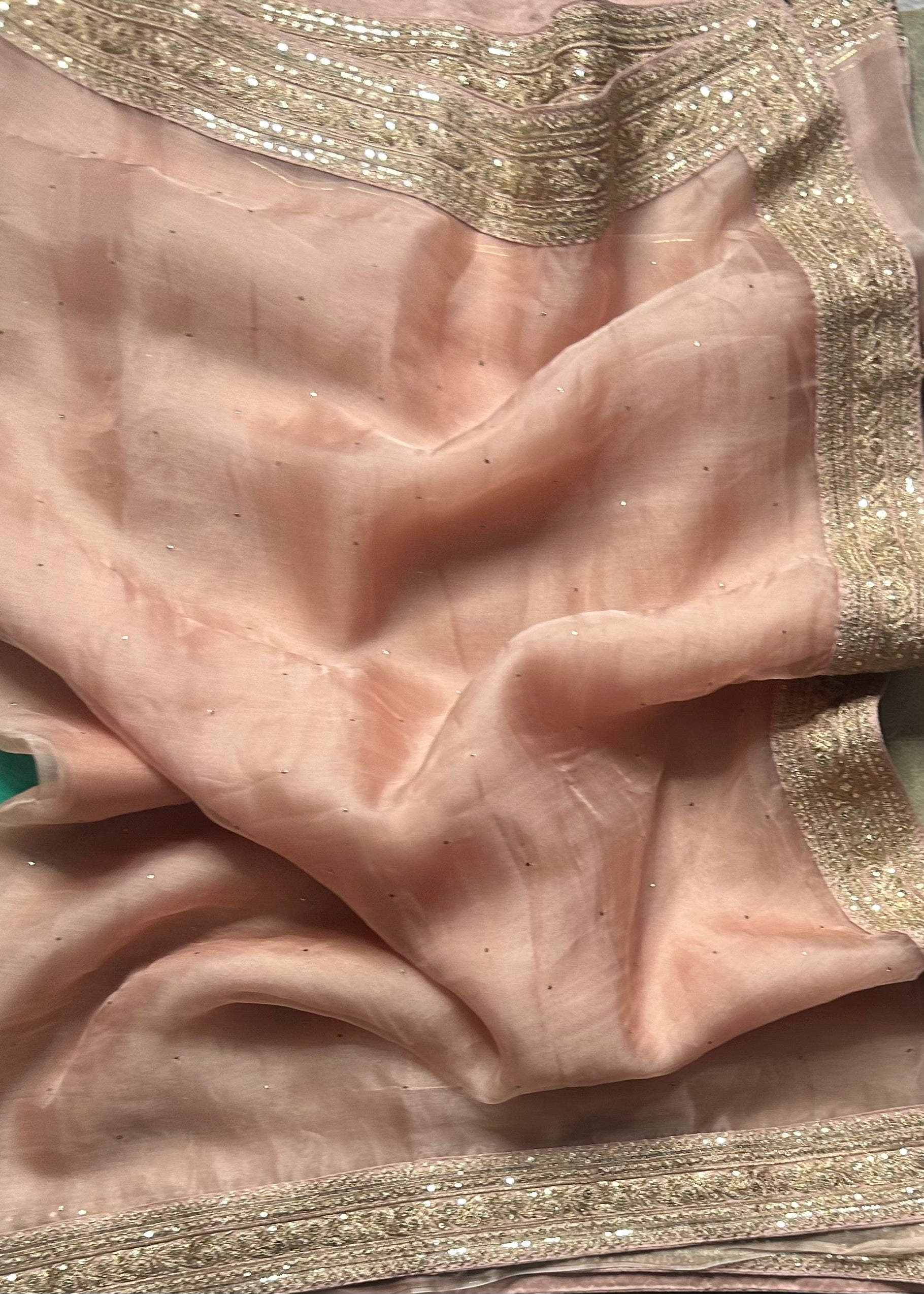 Peach sabyasachi tissue saree
