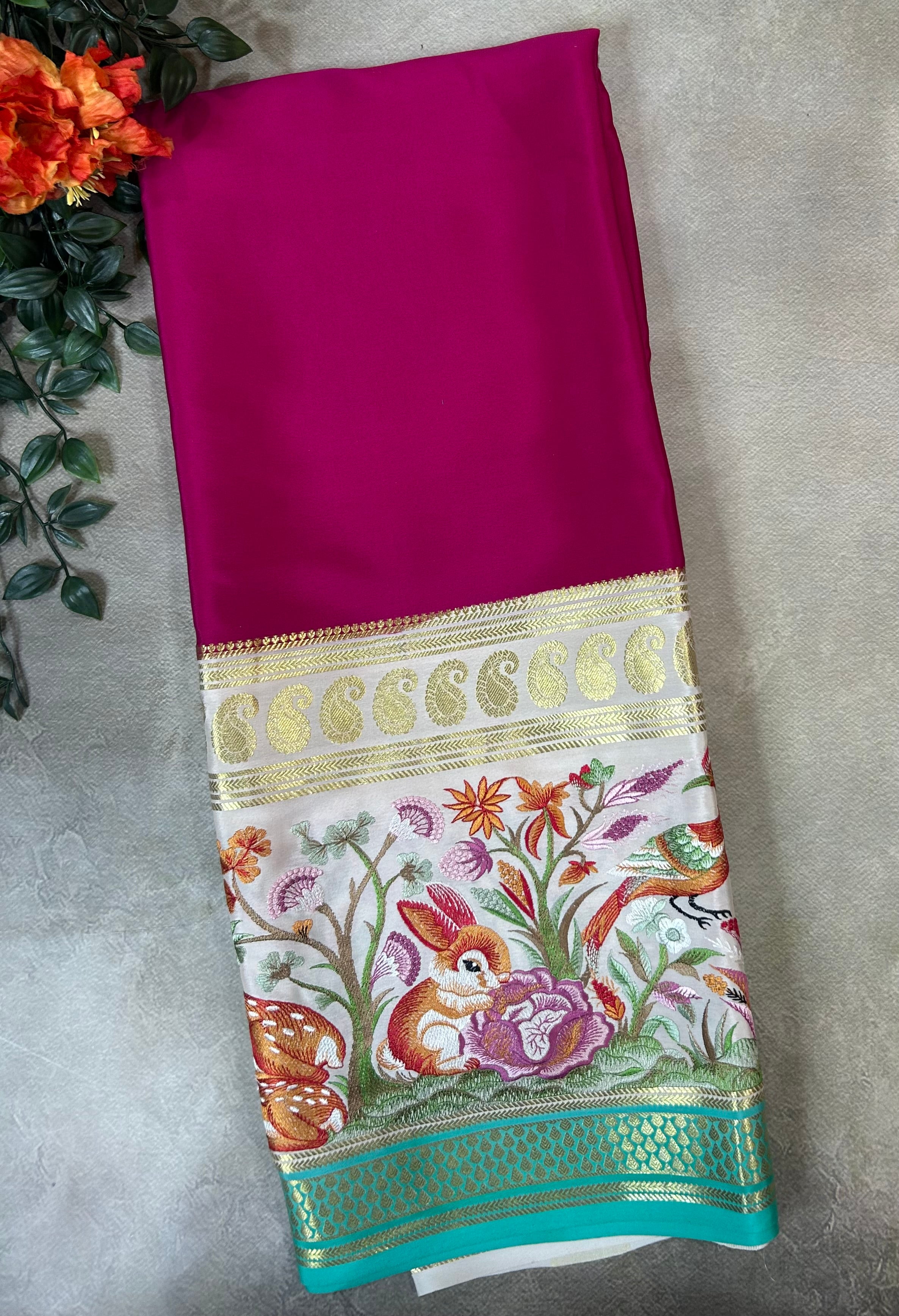 3D embroidery  pure mysore silk-104 saree