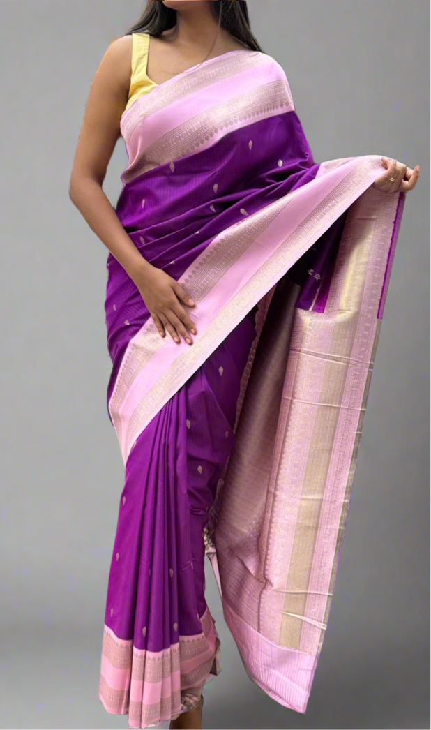 Purple semi soft silk 05 saree