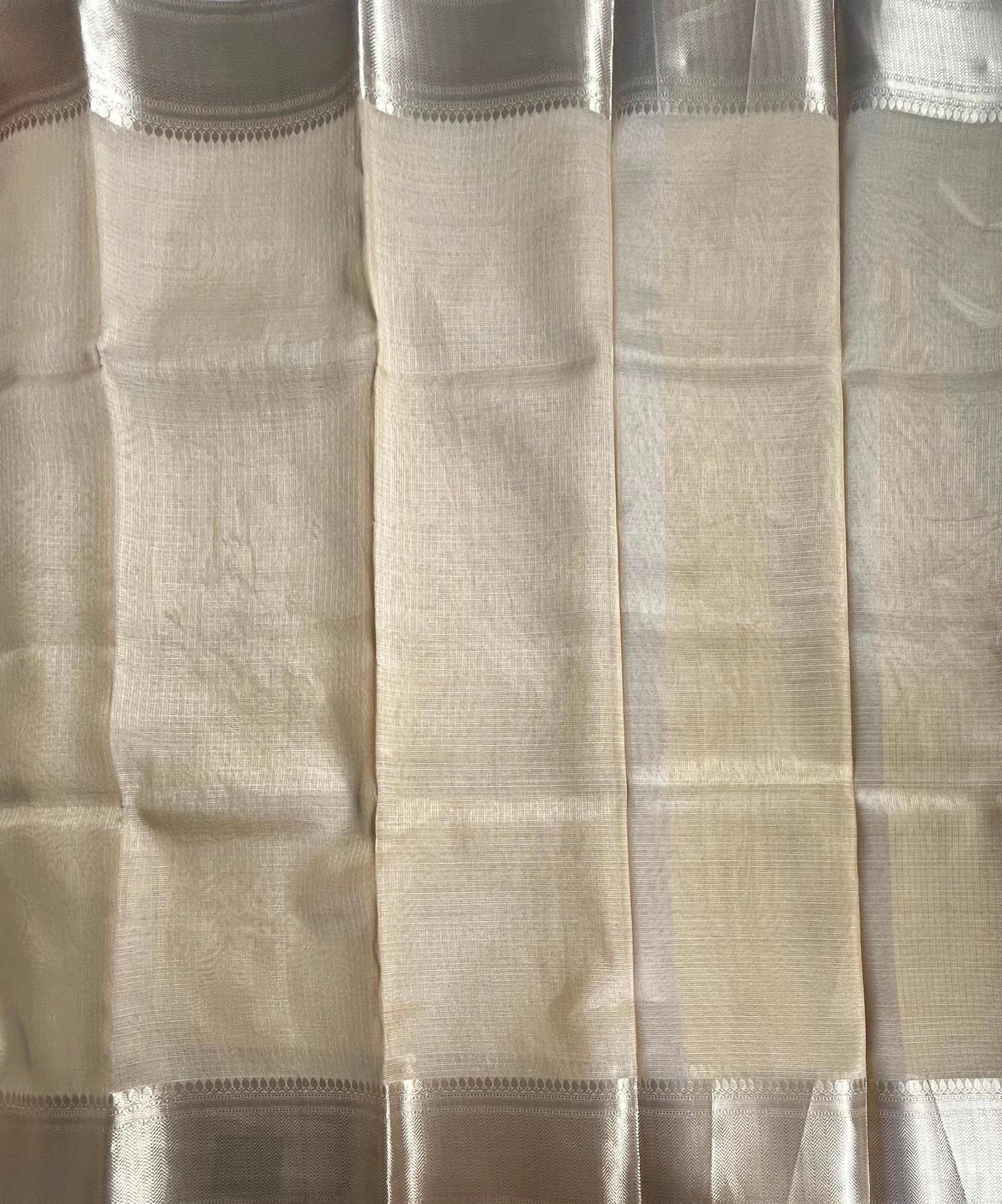 Cream small border Kota  checks saree
