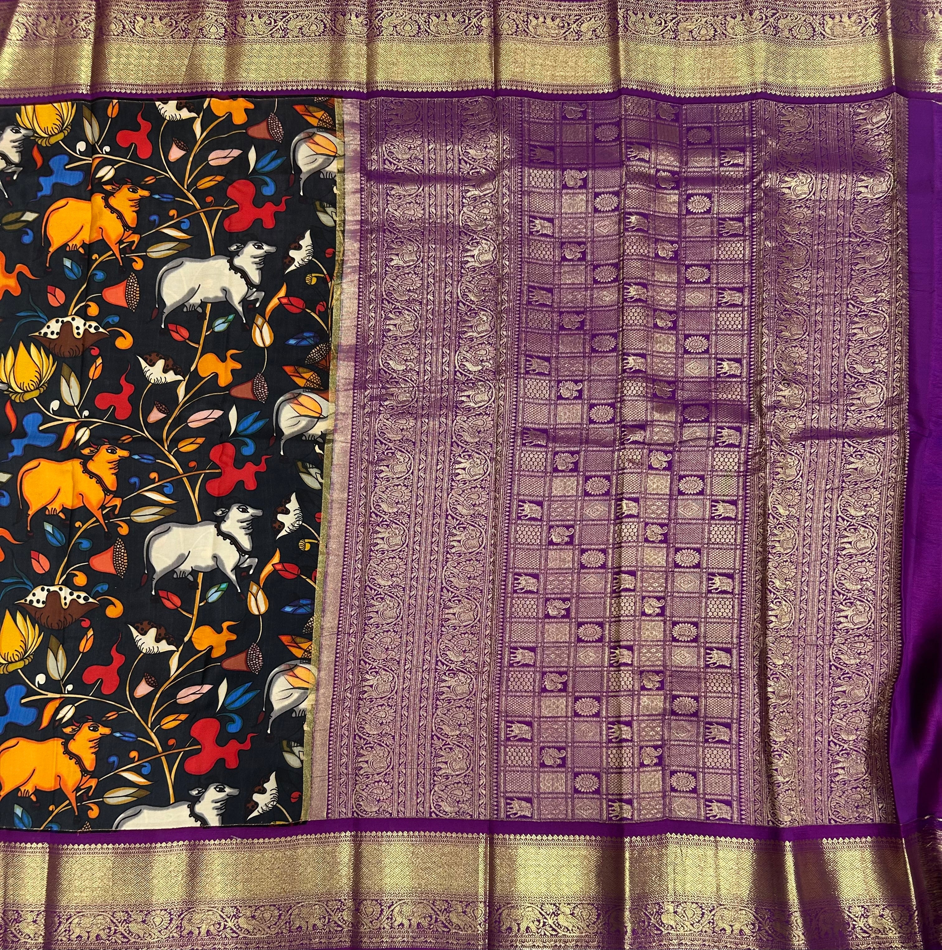 Dark grey  printing mistake 103 saree