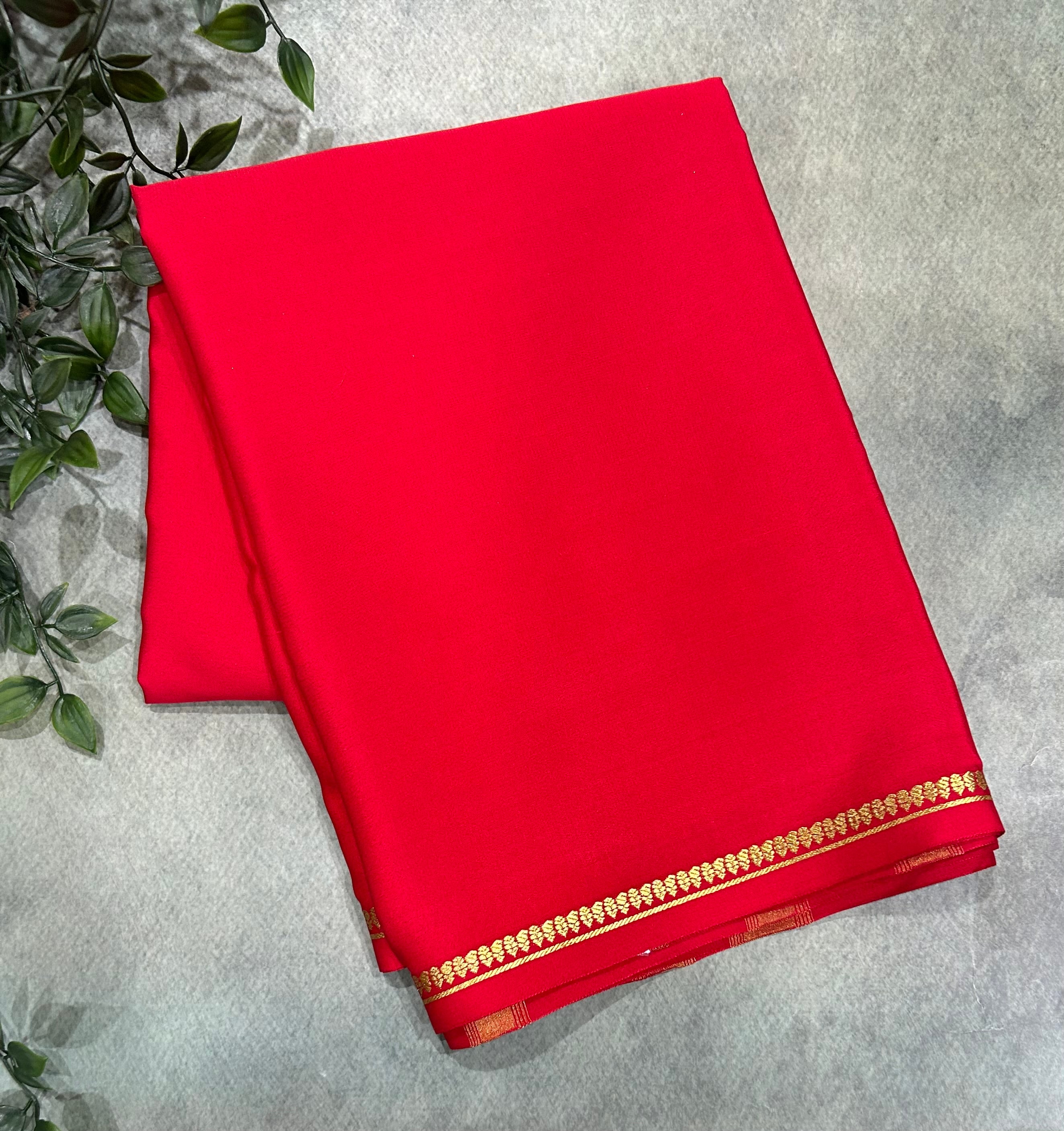 Red half inch border pure Mysore silk 102 saree