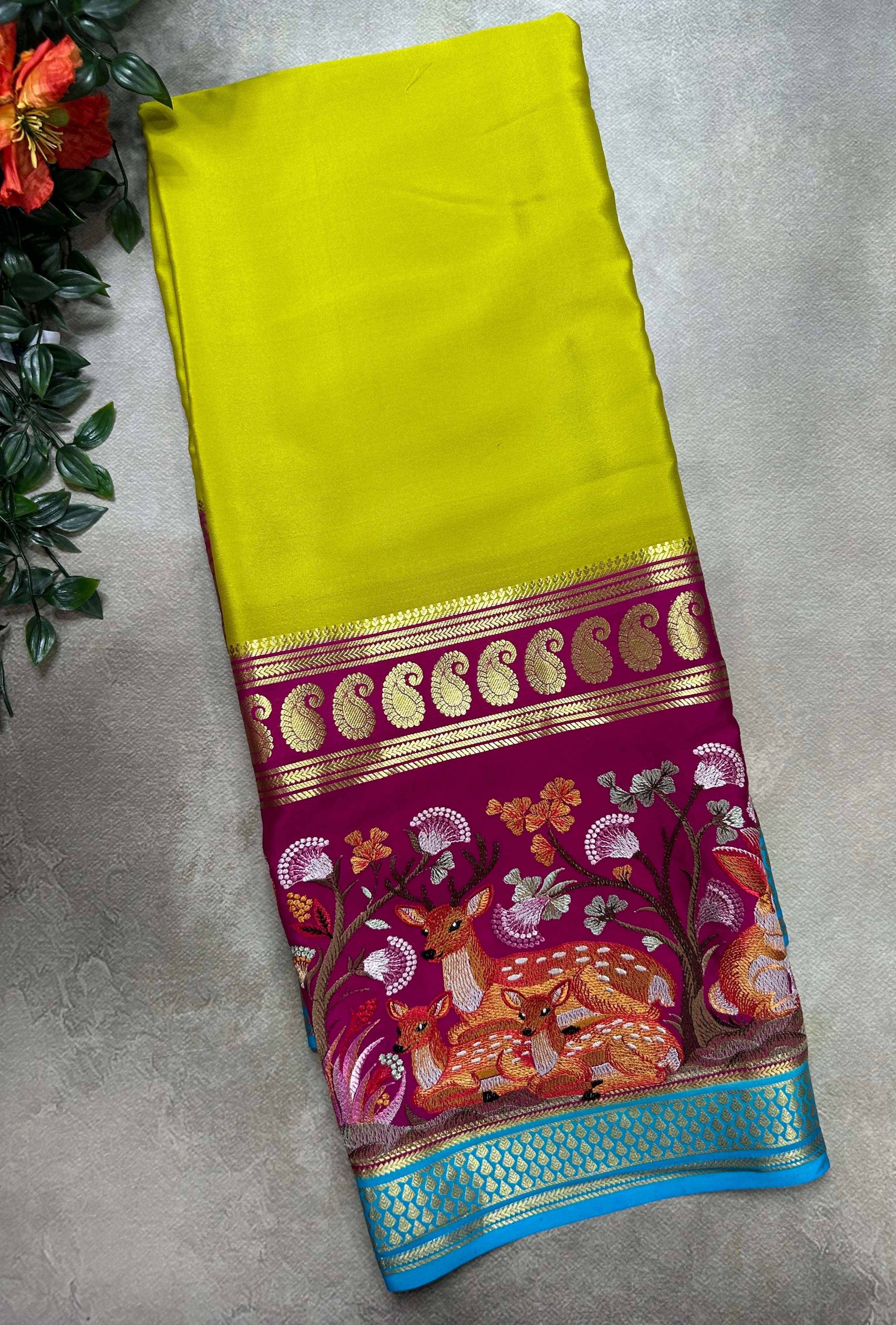 3D embroidery pure mysore silk-105 saree