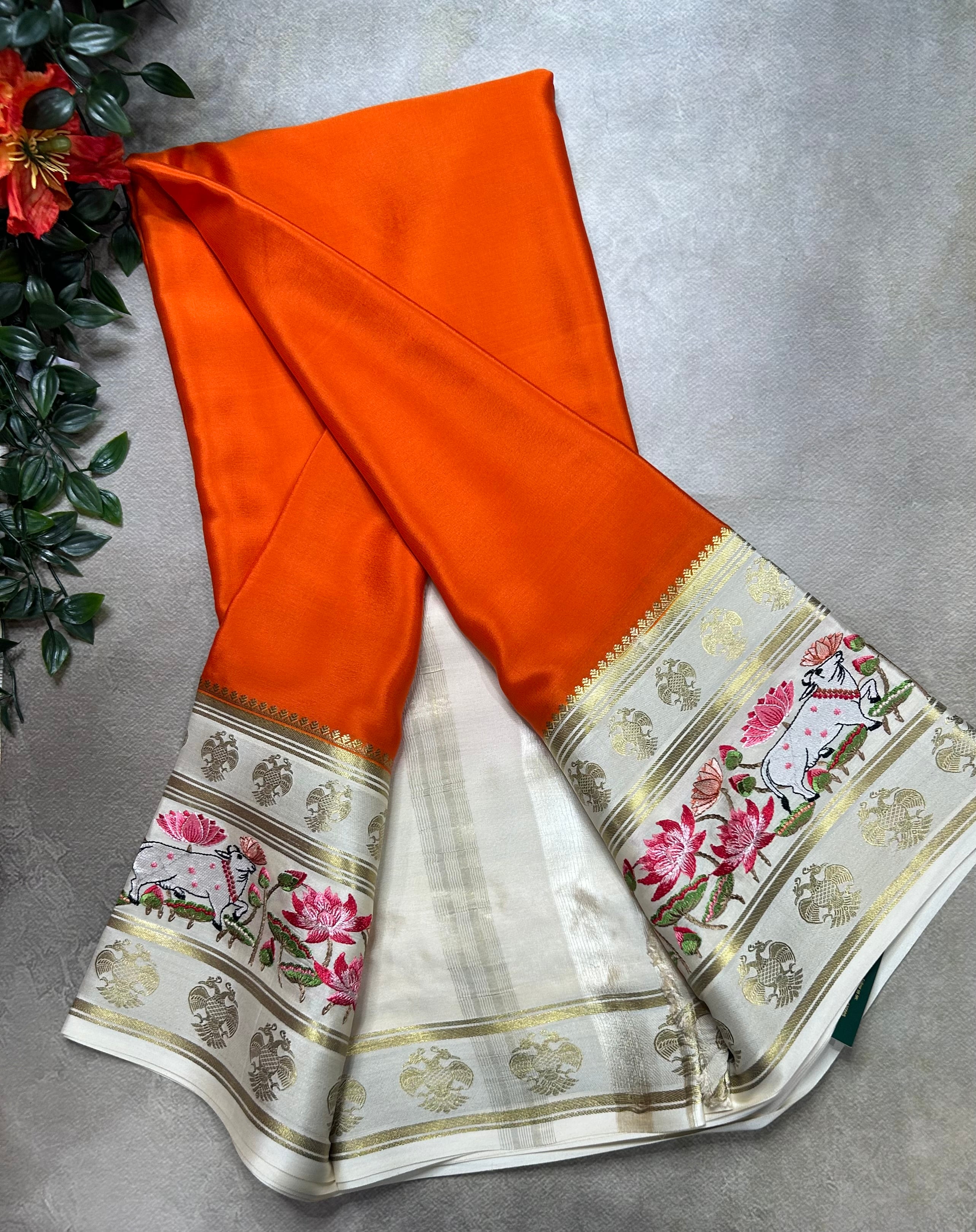 3D embroidery pure mysore silk-105 saree