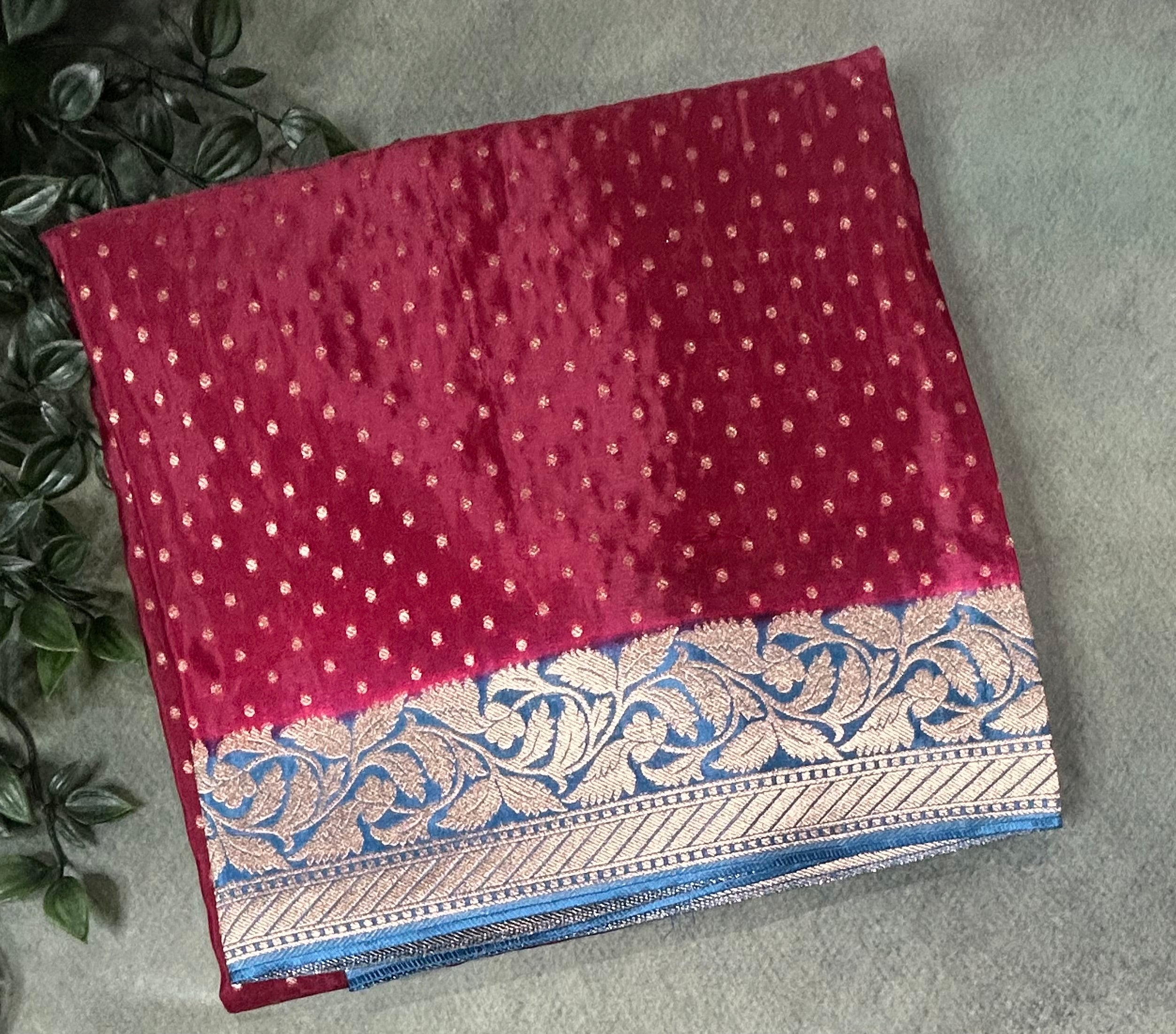 Maroon small Butta satin crepe-12 saree